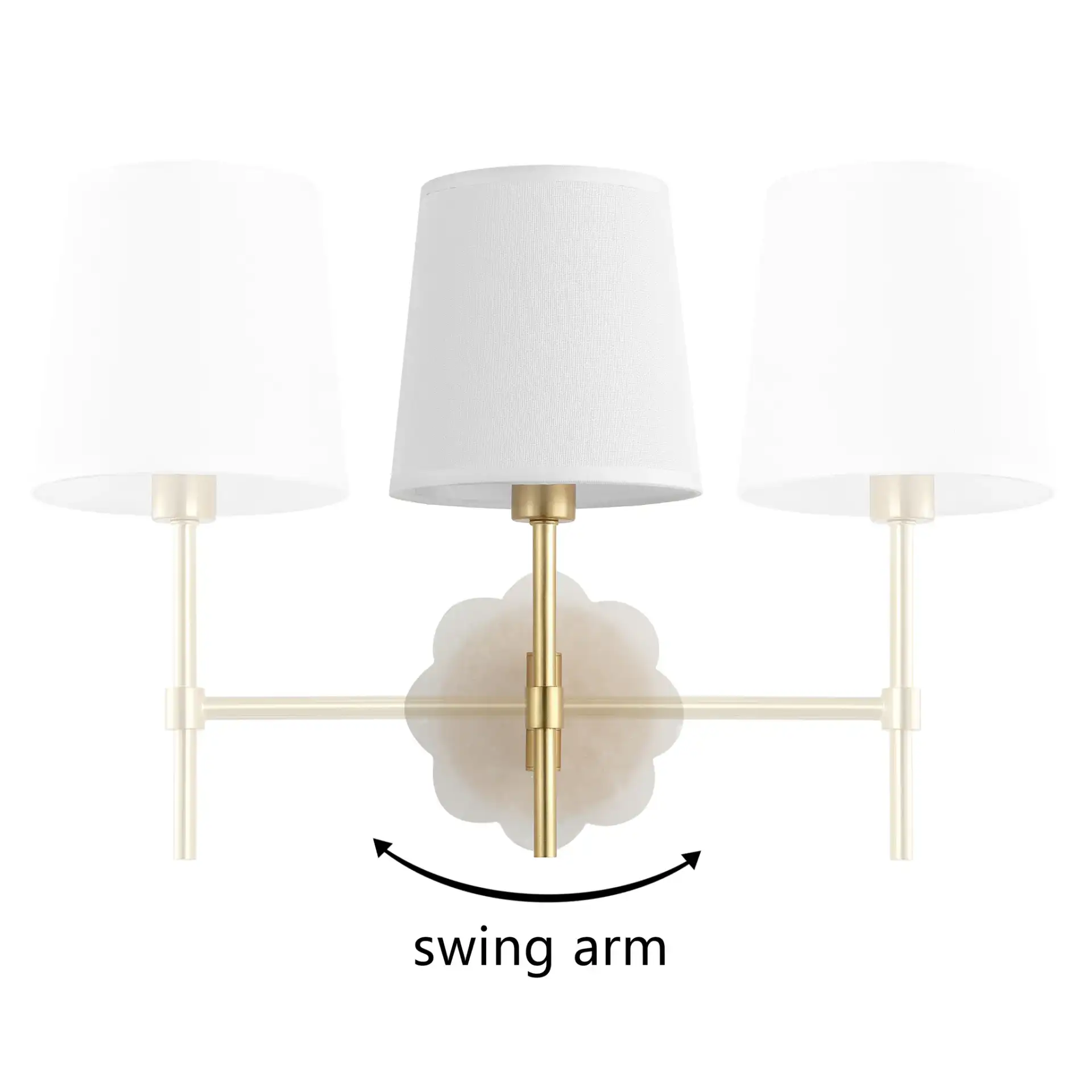 Lyssine Wall Sconce (Set Of 2) in Brass / White, detail view