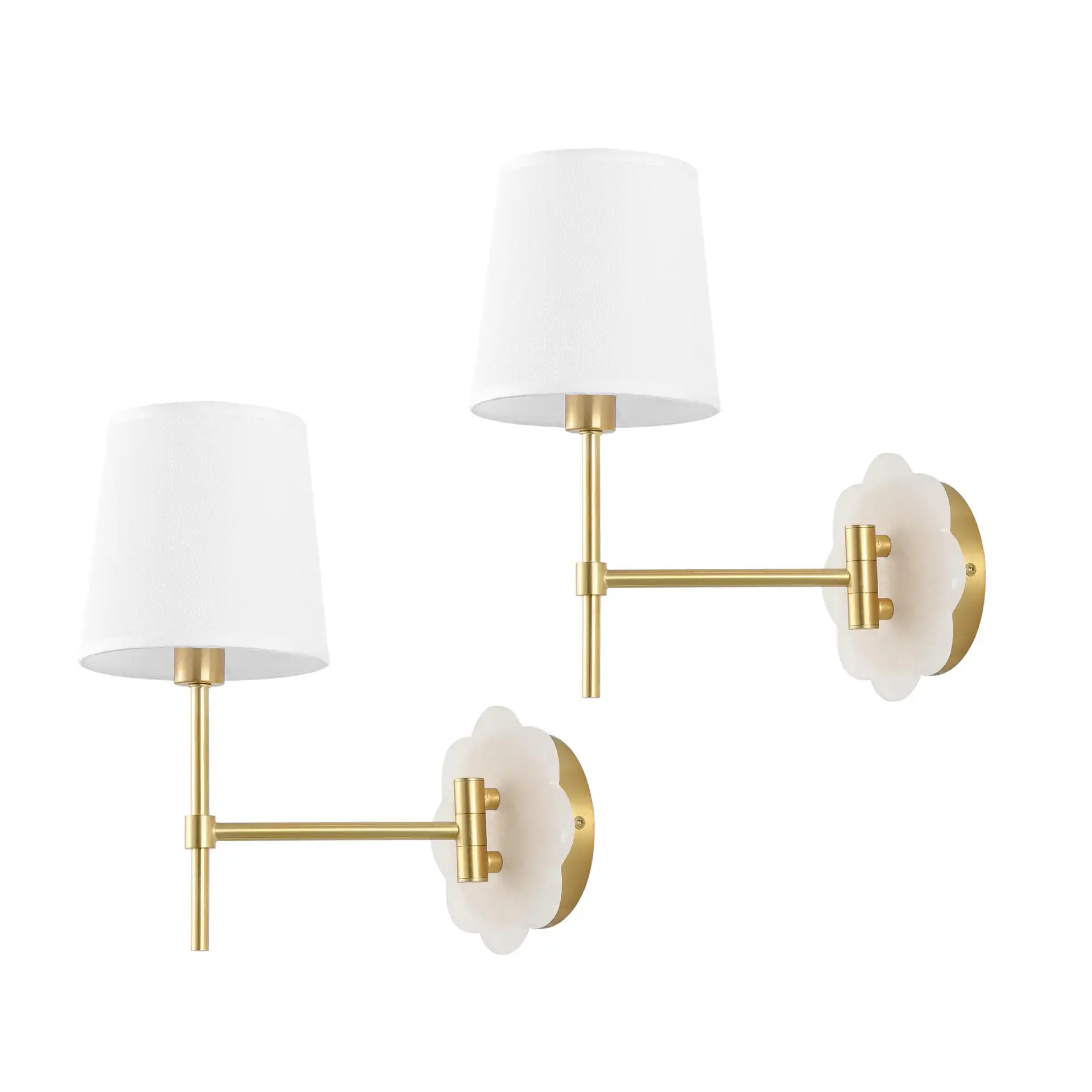 Lyssine Wall Sconce (Set Of 2) in Brass / White, detail view