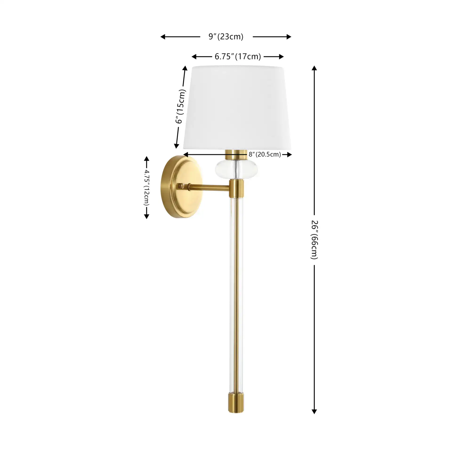 Athene Wall Sconce (Set Of 2) in Brass / Clear, detail view