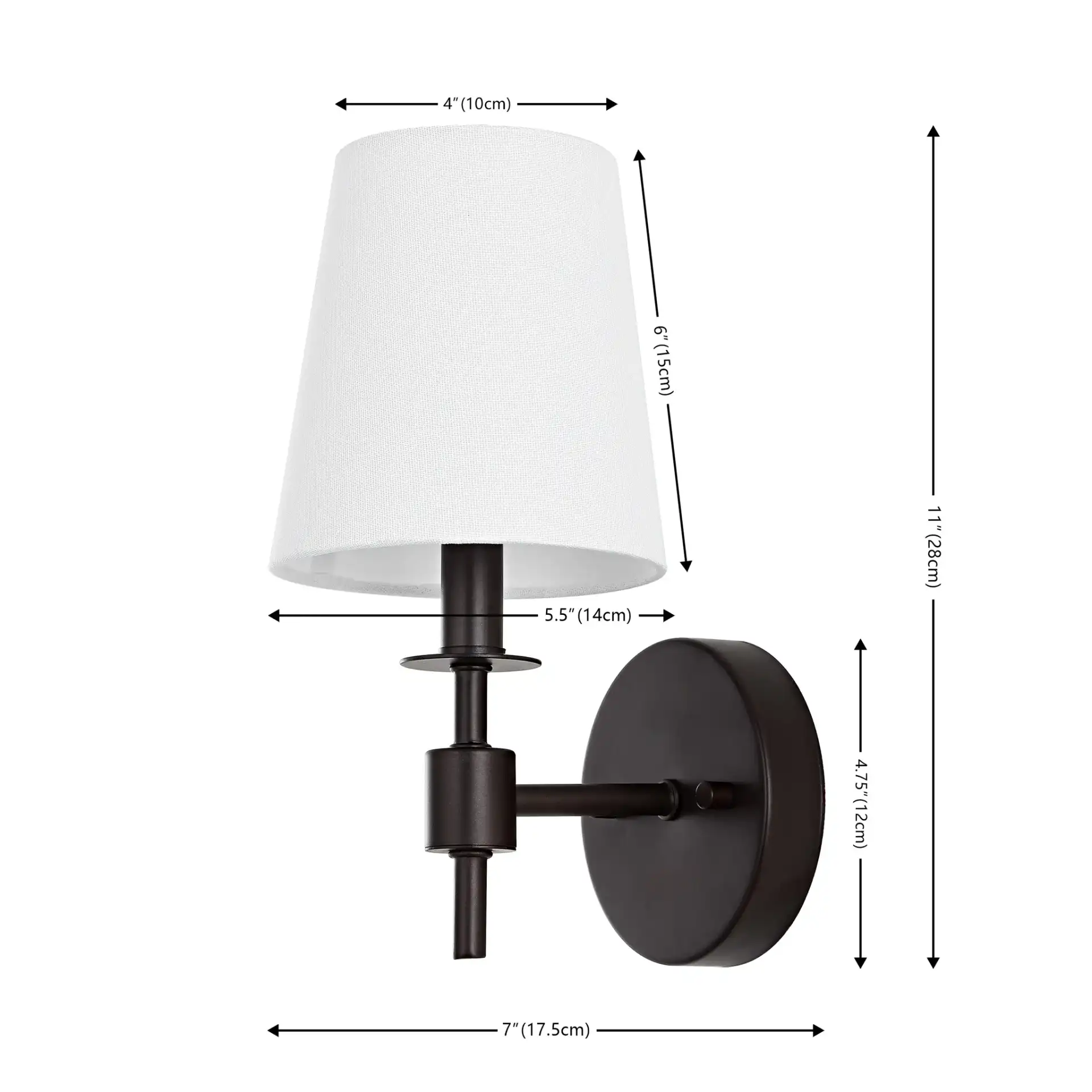 Dalany 7-Inch Wall Sconce (Set Of 2) in Black, detail view