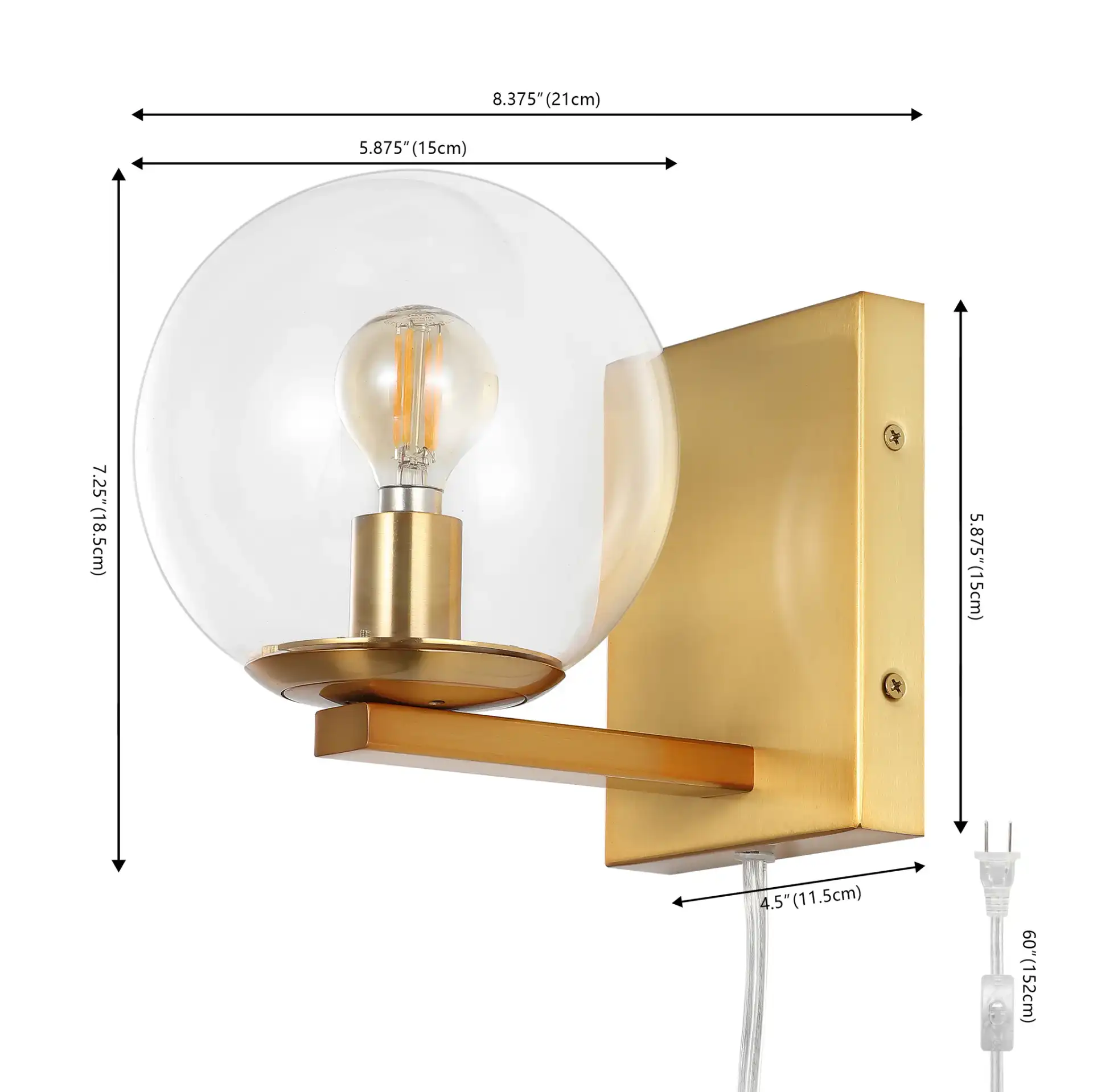 Jurosa Wall Sconce (Set Of 2) in Brass, detail view
