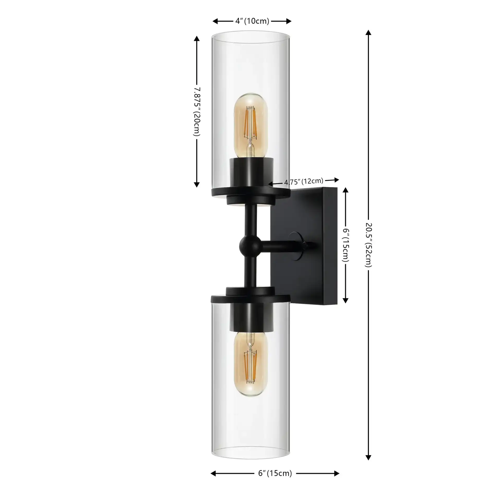 Lolita Two-Light 6" Wall Sconce in Black, detail view