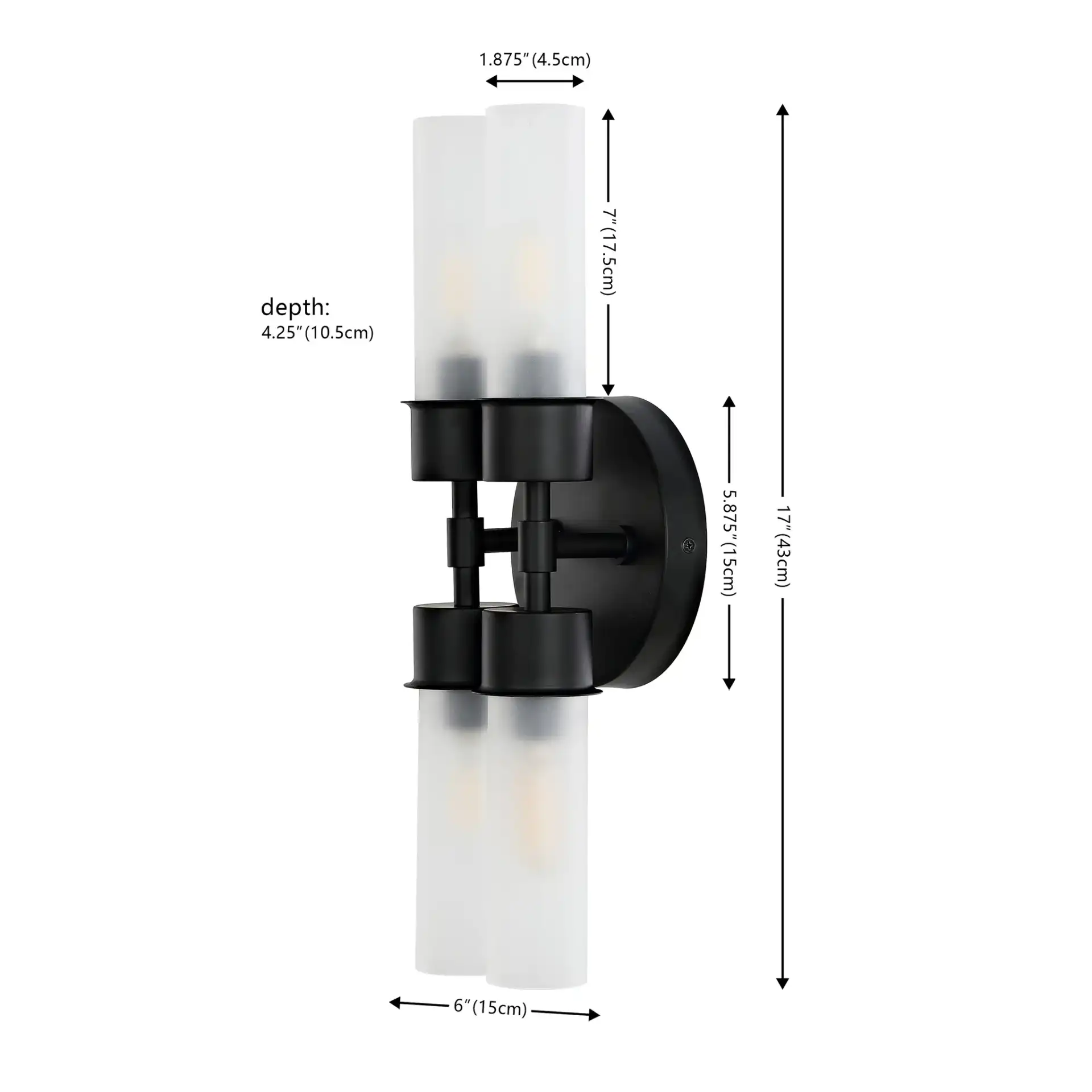 Joli Four-Light Wall Sconce in Black, detail view