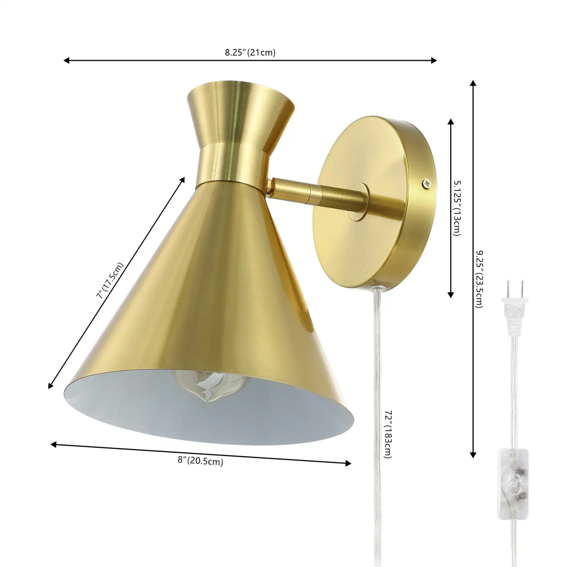 Jordie Wall Sconce in Brass, detail view