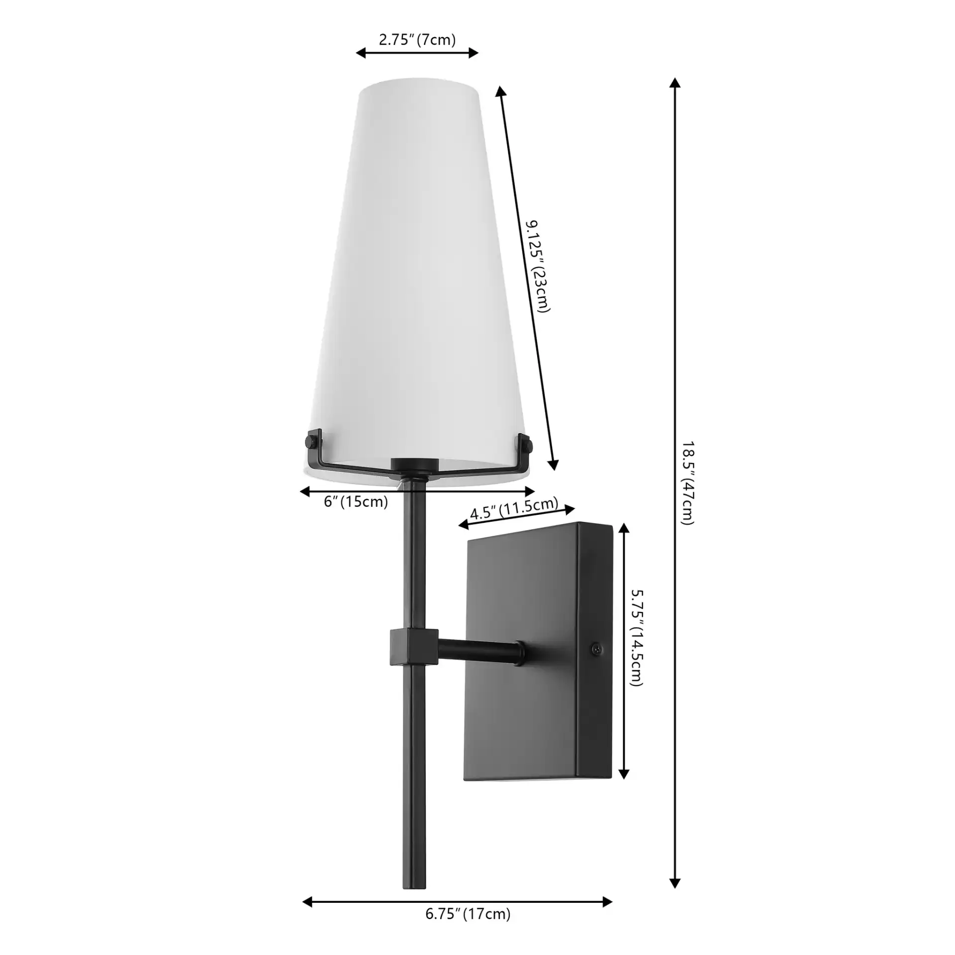 Nanda Wall Sconce in Black, detail view