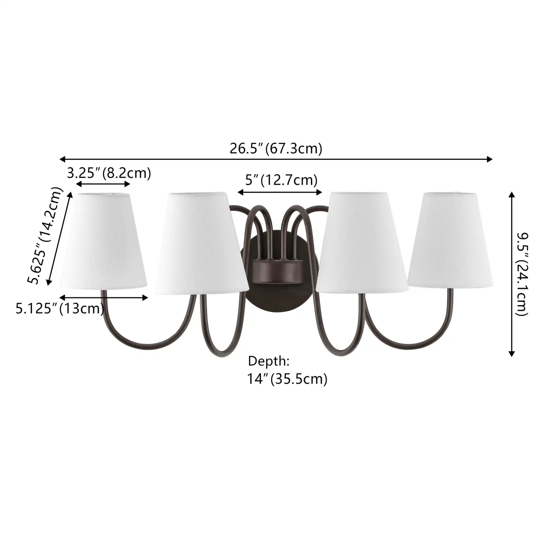 Rhea Four-Light Wall Sconce in Oil Rub Bronze, detail view
