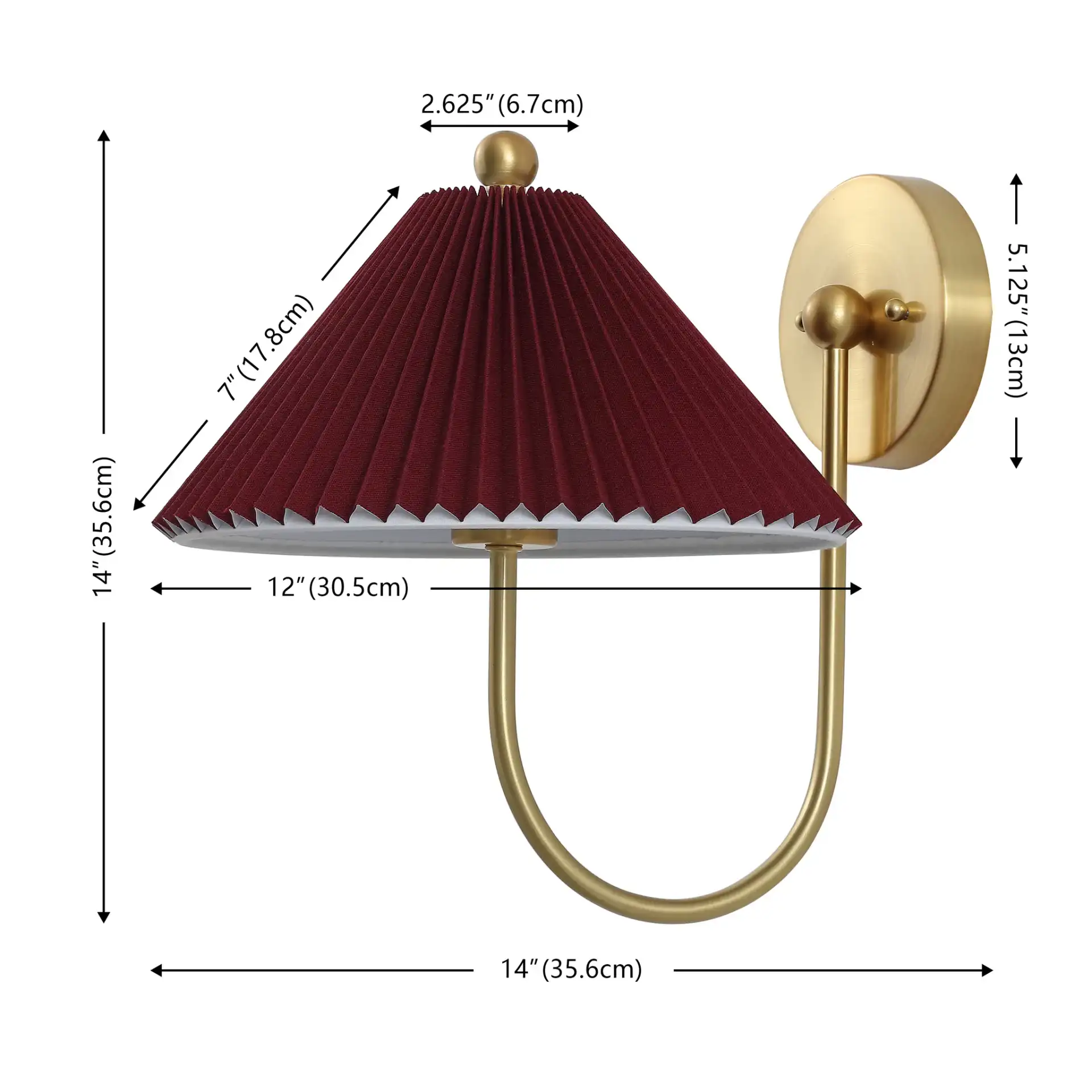 Chrissy Wall Sconce (Set Of 2) in Burgundy / Brass, detail view
