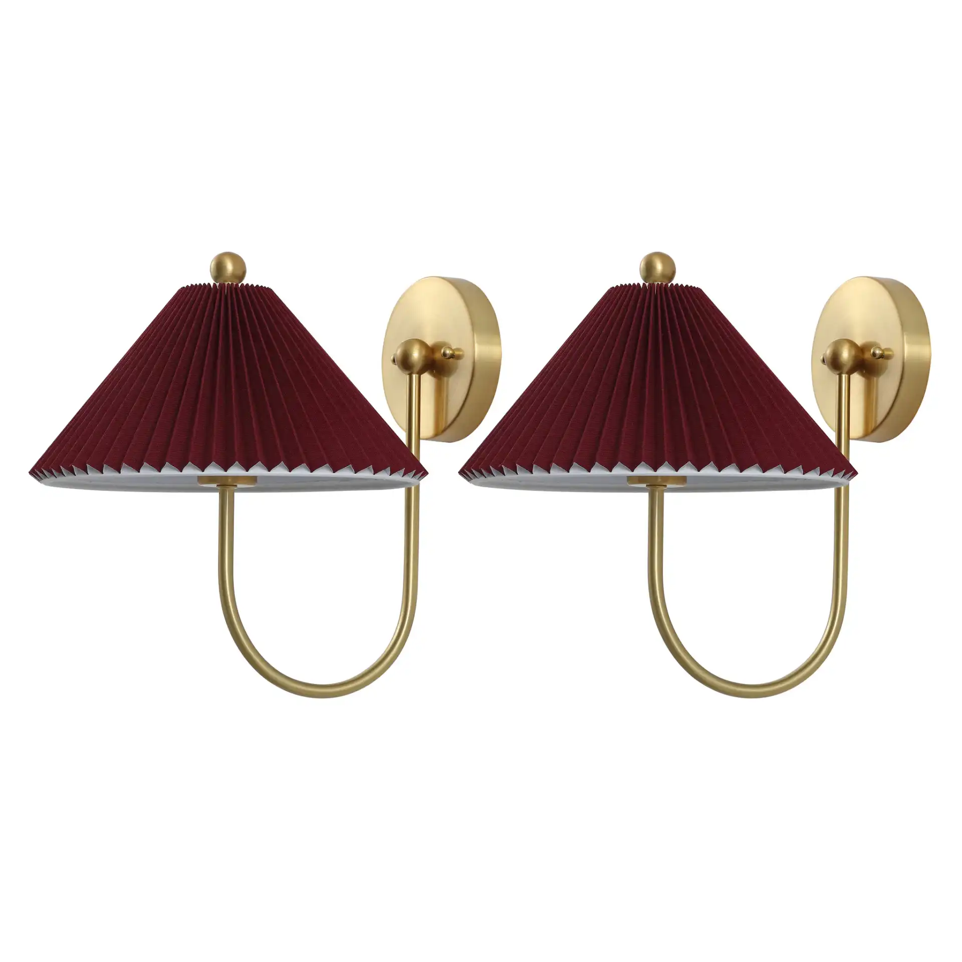 Chrissy Wall Sconce (Set Of 2) in Burgundy / Brass, detail view