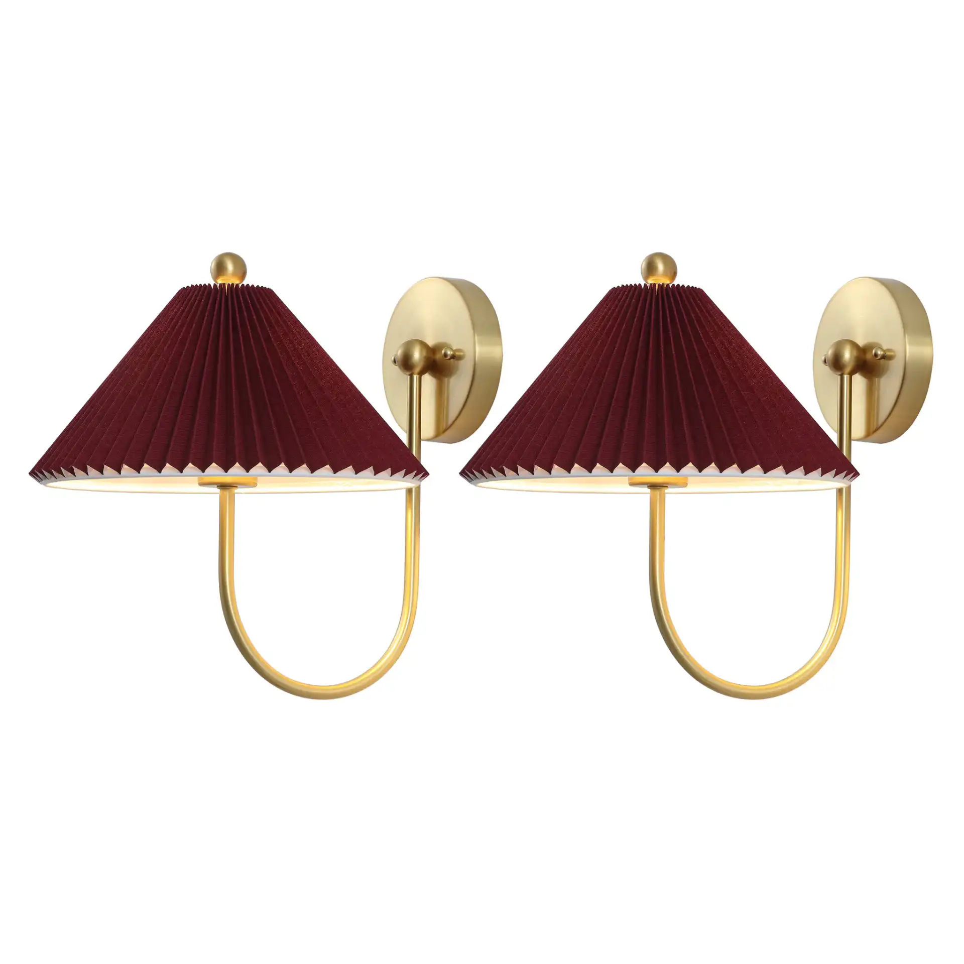 Chrissy Wall Sconce (Set Of 2) in Burgundy / Brass