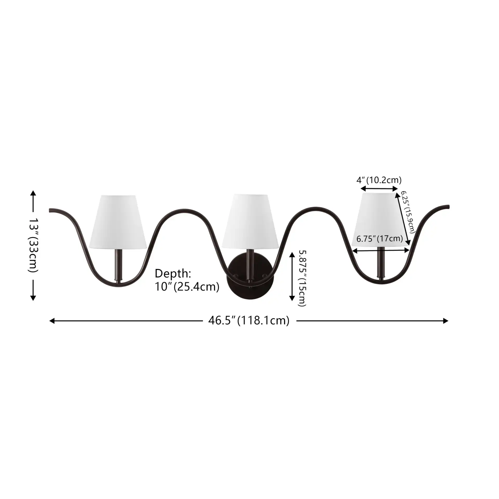 Rylie Three-Light Wall Sconce in Oil Rub Bronze, detail view