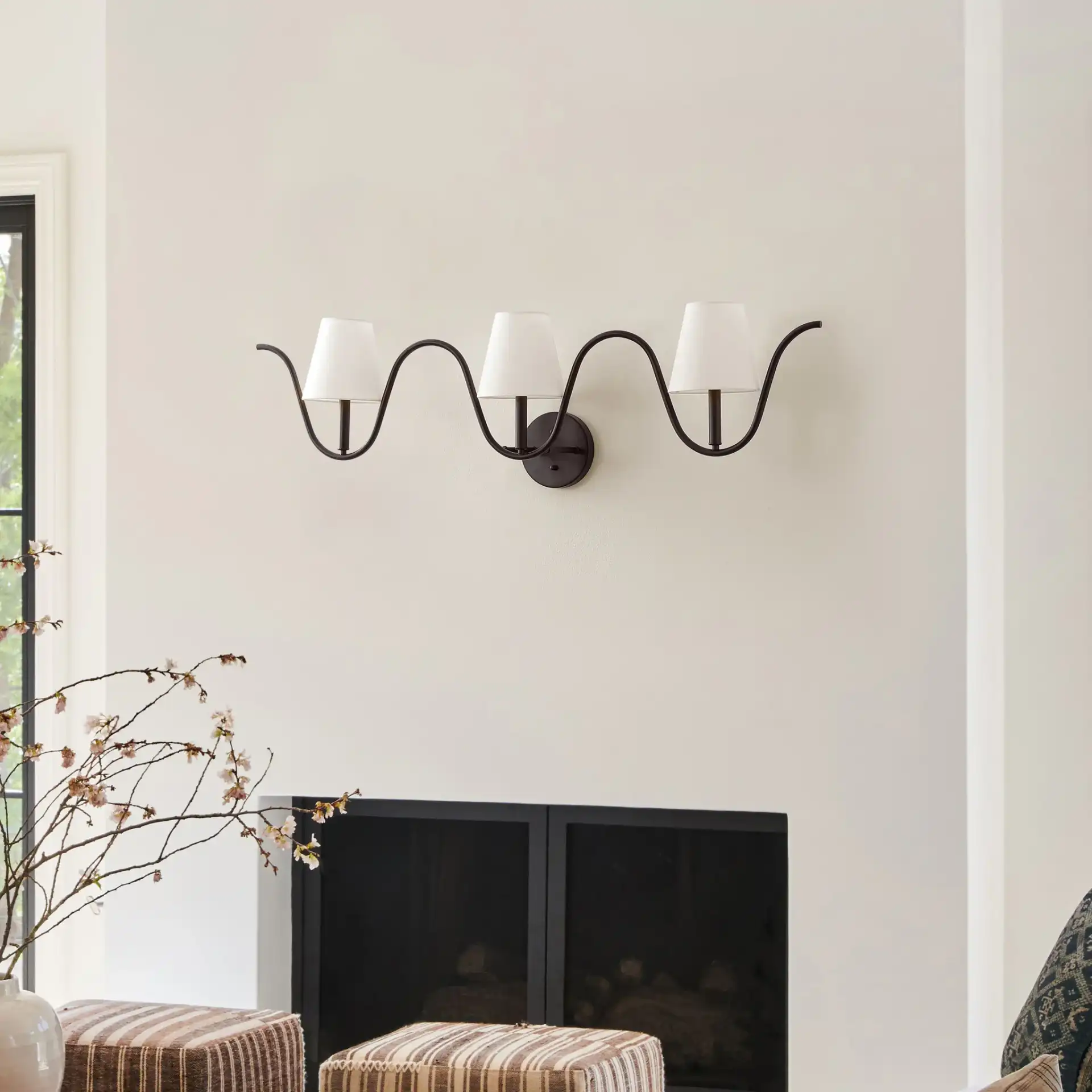 Rylie Three-Light Wall Sconce in Oil Rub Bronze, detail view