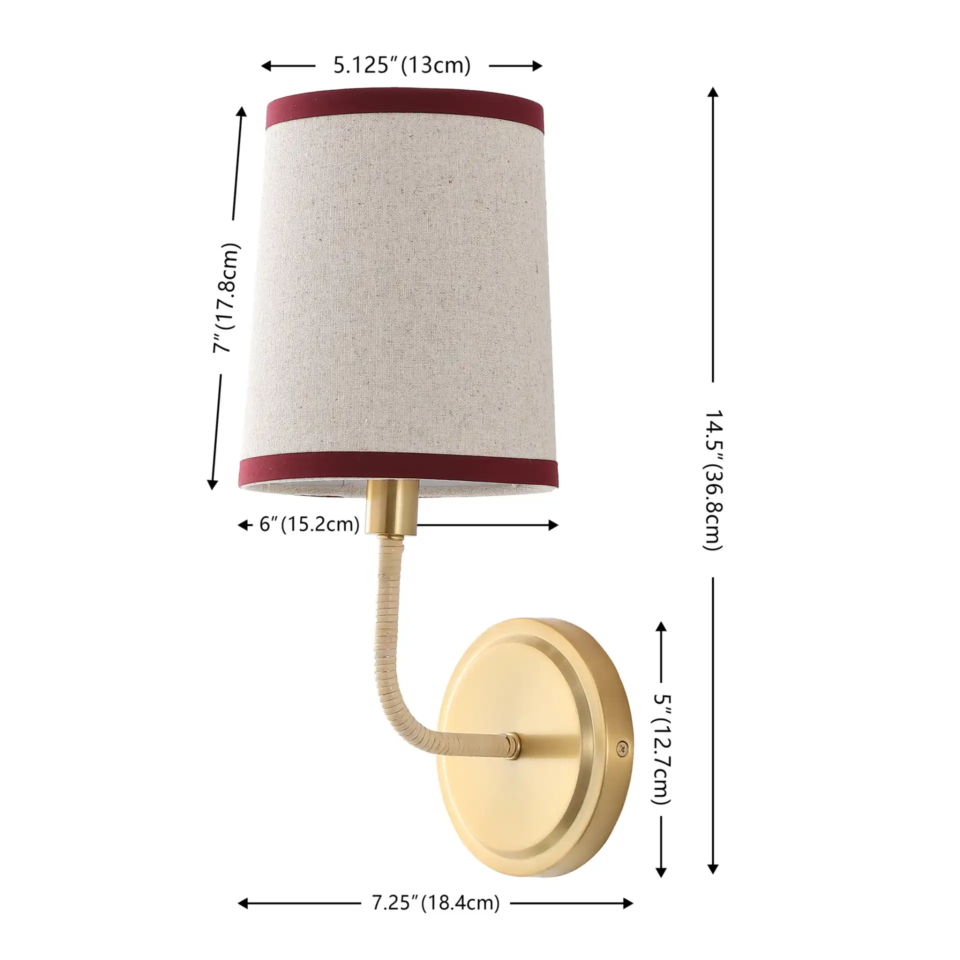 Carter Wall Sconce (Set Of 2) in Brass / Red, detail view