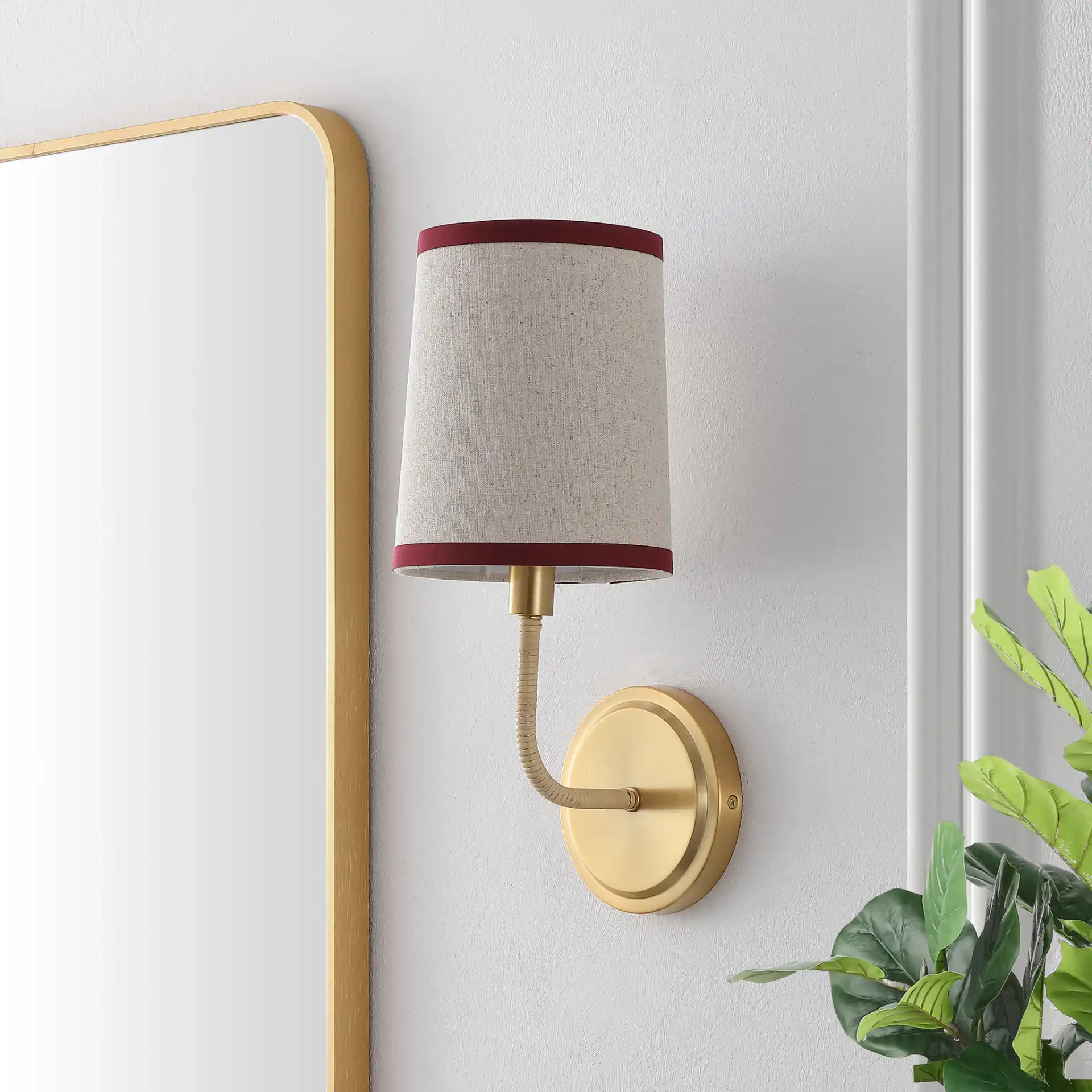 Carter Wall Sconce (Set Of 2) in Brass / Red in a styled room