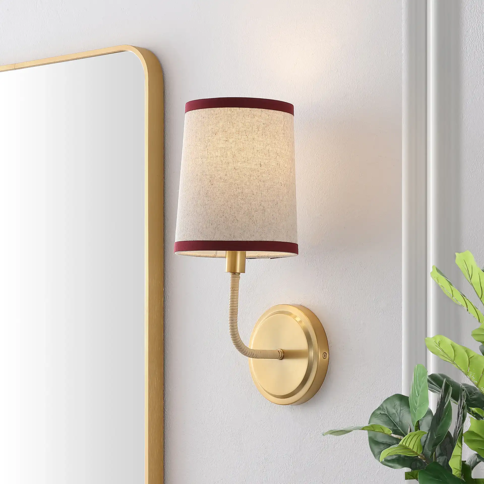 Carter Wall Sconce (Set Of 2) in Brass / Red in a styled room