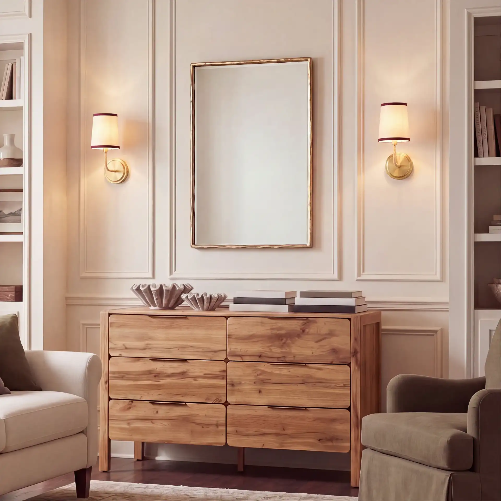 Carter Wall Sconce (Set Of 2) in Brass / Red in a styled room