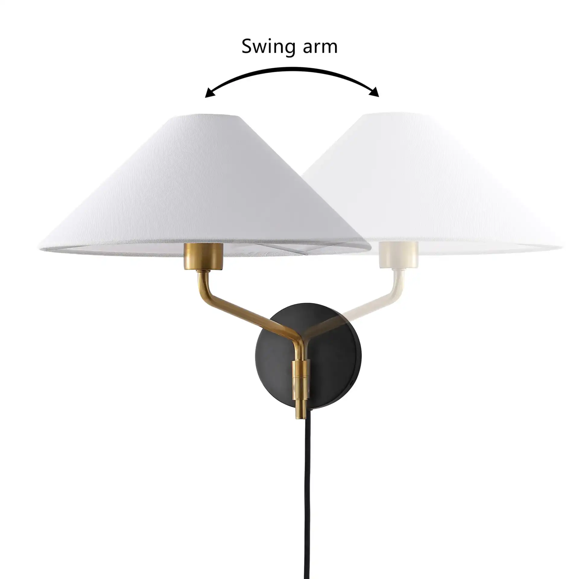 Marni Wall Sconce in Brass / Black in a styled room