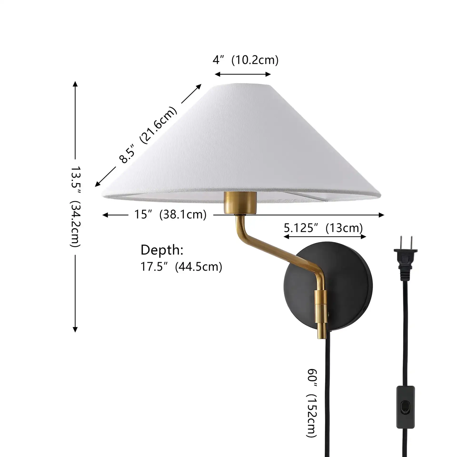 Marni Wall Sconce in Brass / Black, detail view