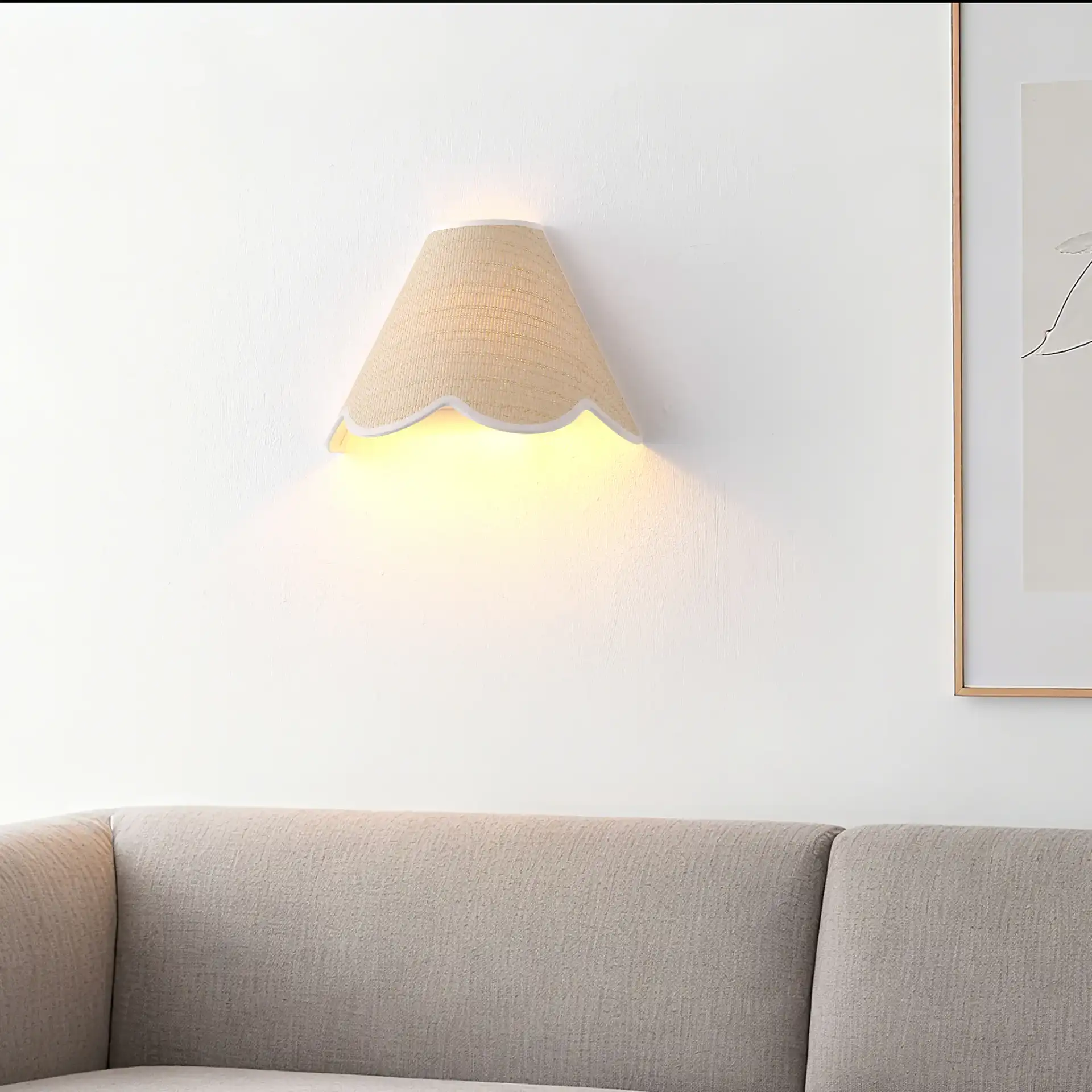 Myka Wall Sconce in Natural / White in a styled room