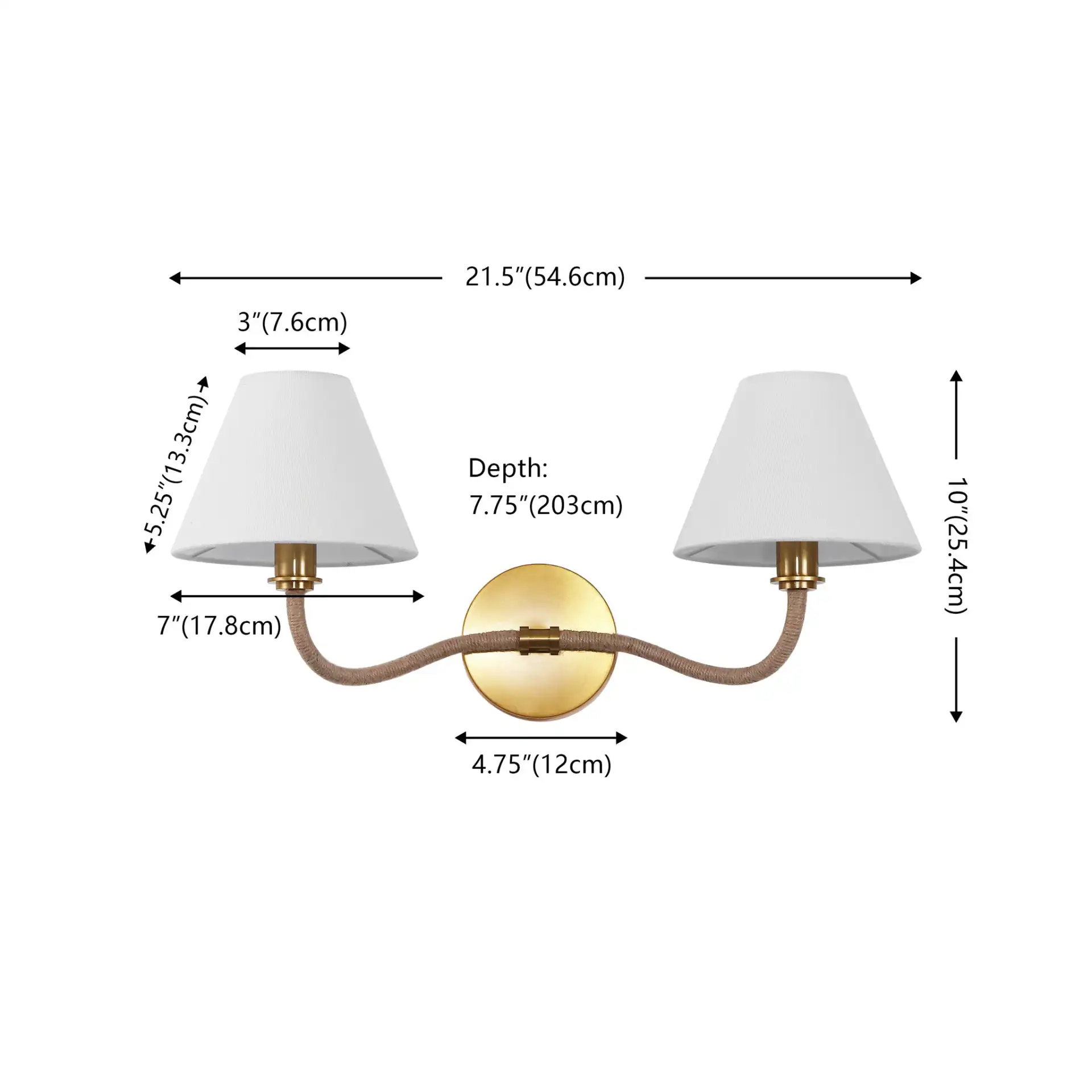 Mara Wall Sconce in Brass / White, detail view