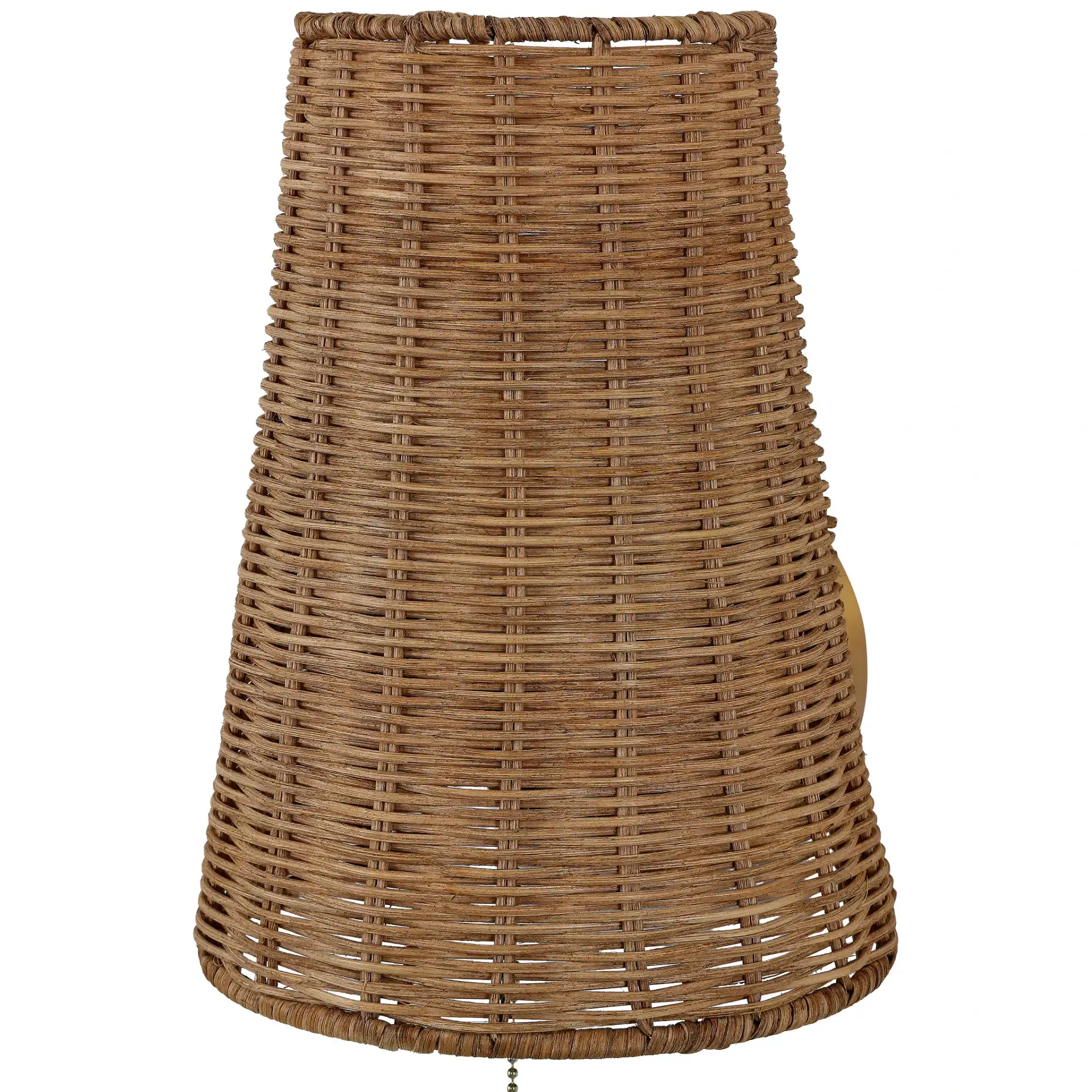 Yanah Iron / Rattan Wall Sconce in Brass Gold / Natural in a styled room