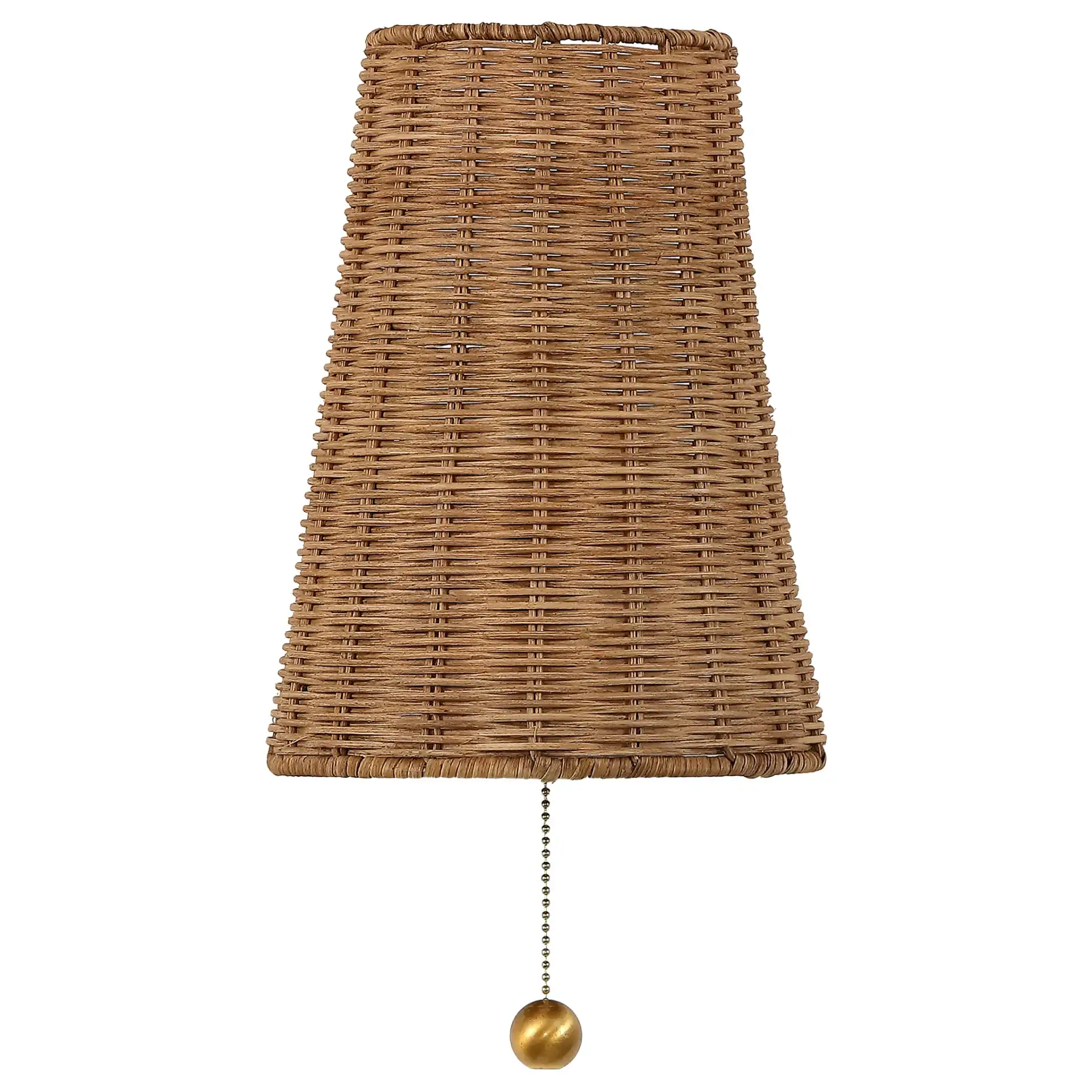 Yanah Iron / Rattan Wall Sconce in Brass Gold / Natural, detail view