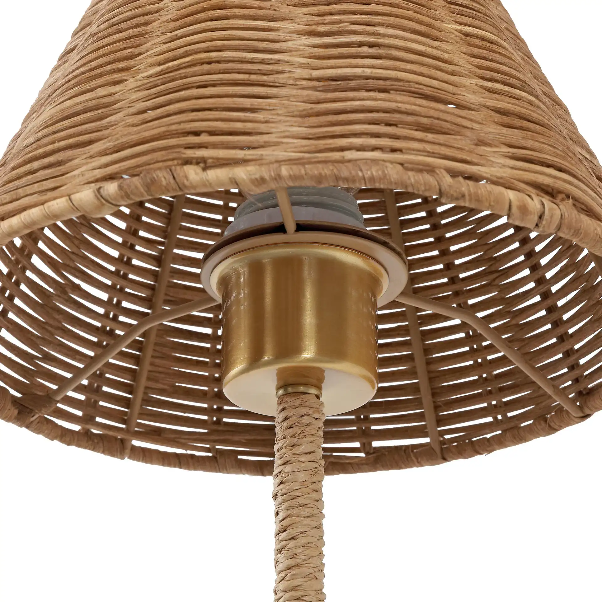 Oburu Iron / Rattan Wall Sconce ( Set Of 2 ) in Brass Gold / Natural in a styled room