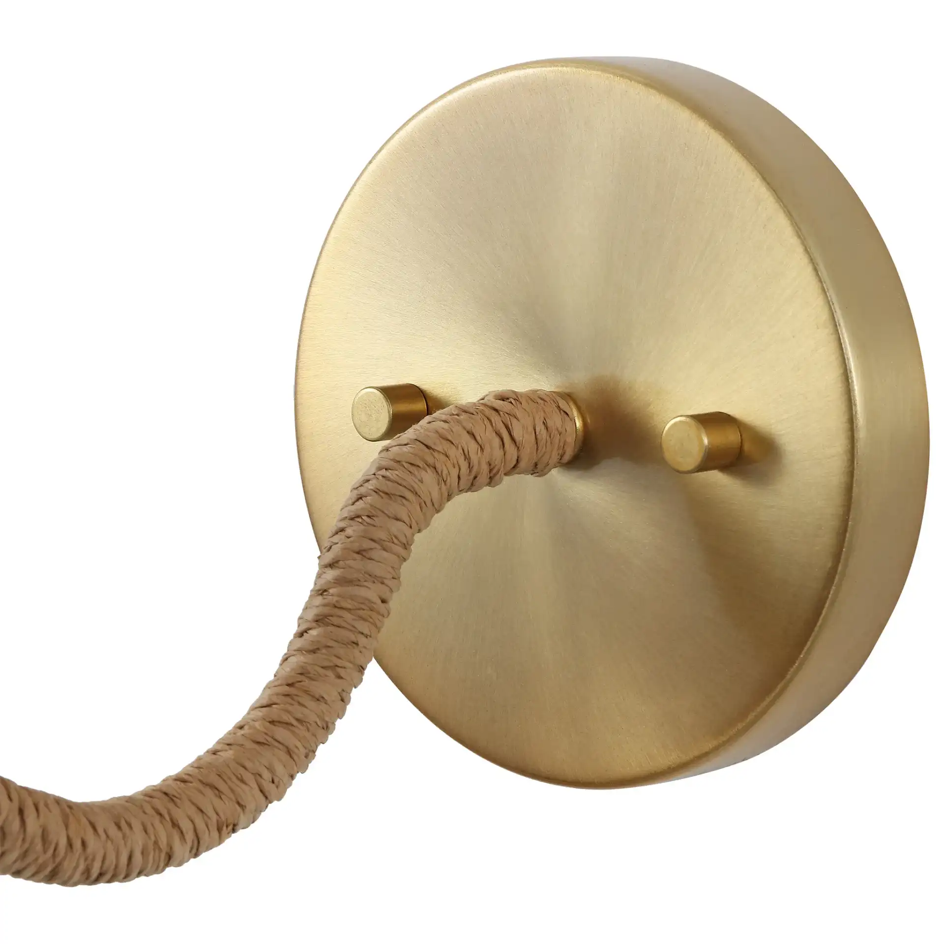 Oburu Iron / Rattan Wall Sconce ( Set Of 2 ) in Brass Gold / Natural in a styled room