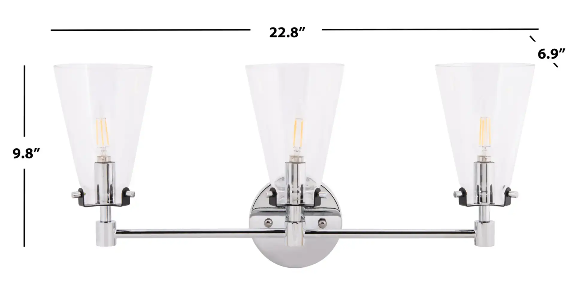 Lonsen Vanity Sconce in Chrome, detail view