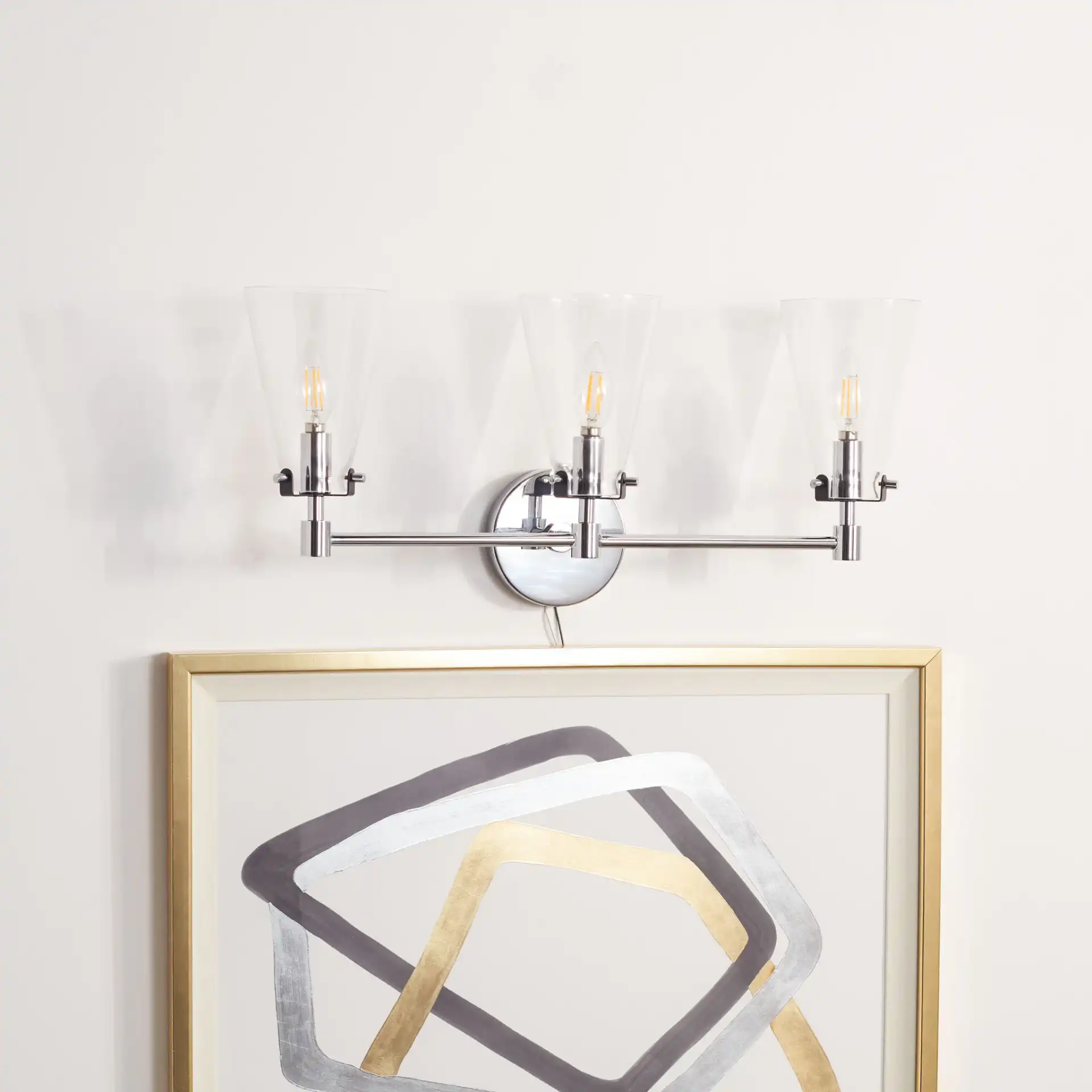 Lonsen Vanity Sconce in Chrome in a styled room