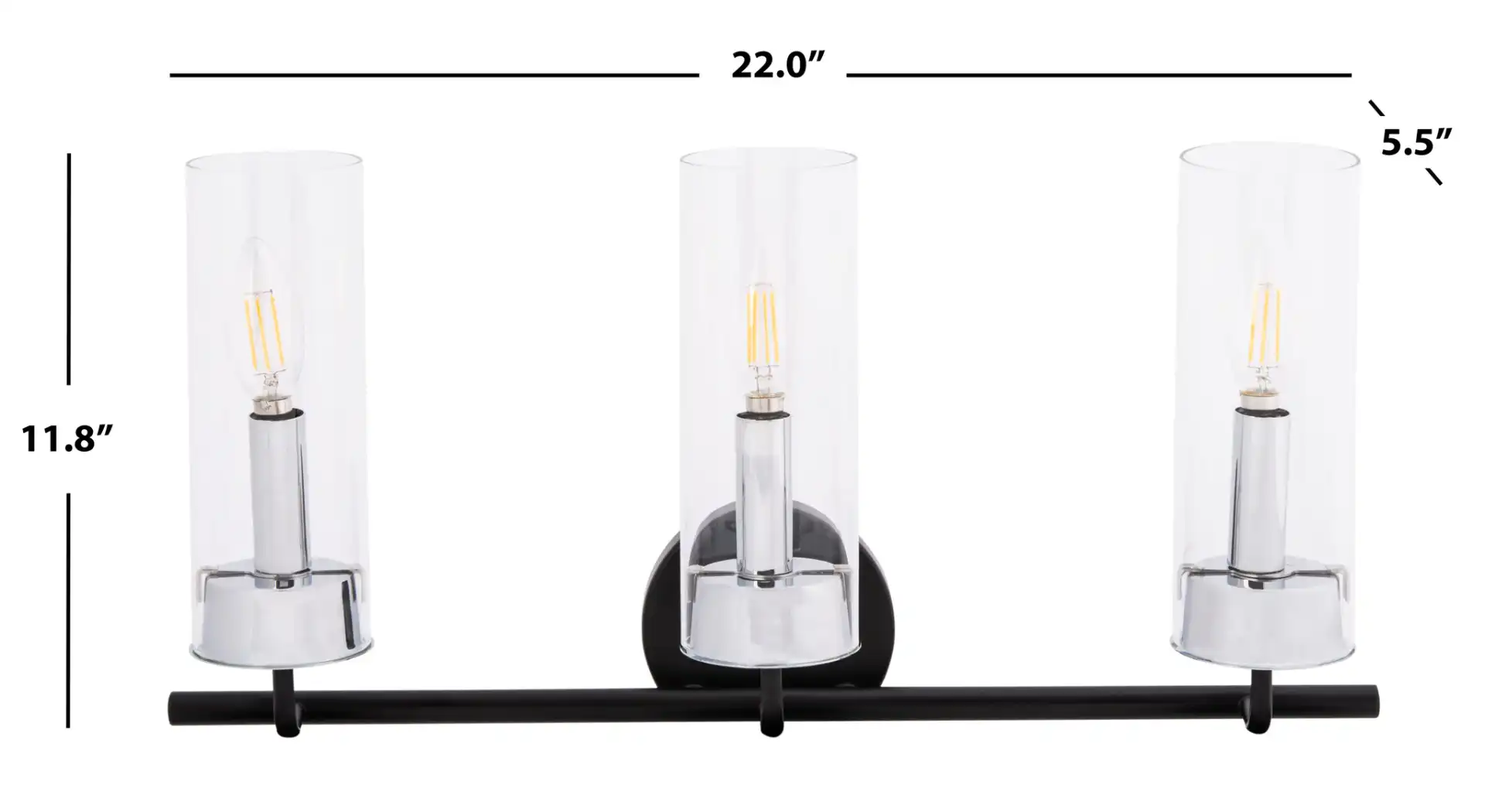 Remery Vanity Sconce in Chrome / Black, detail view
