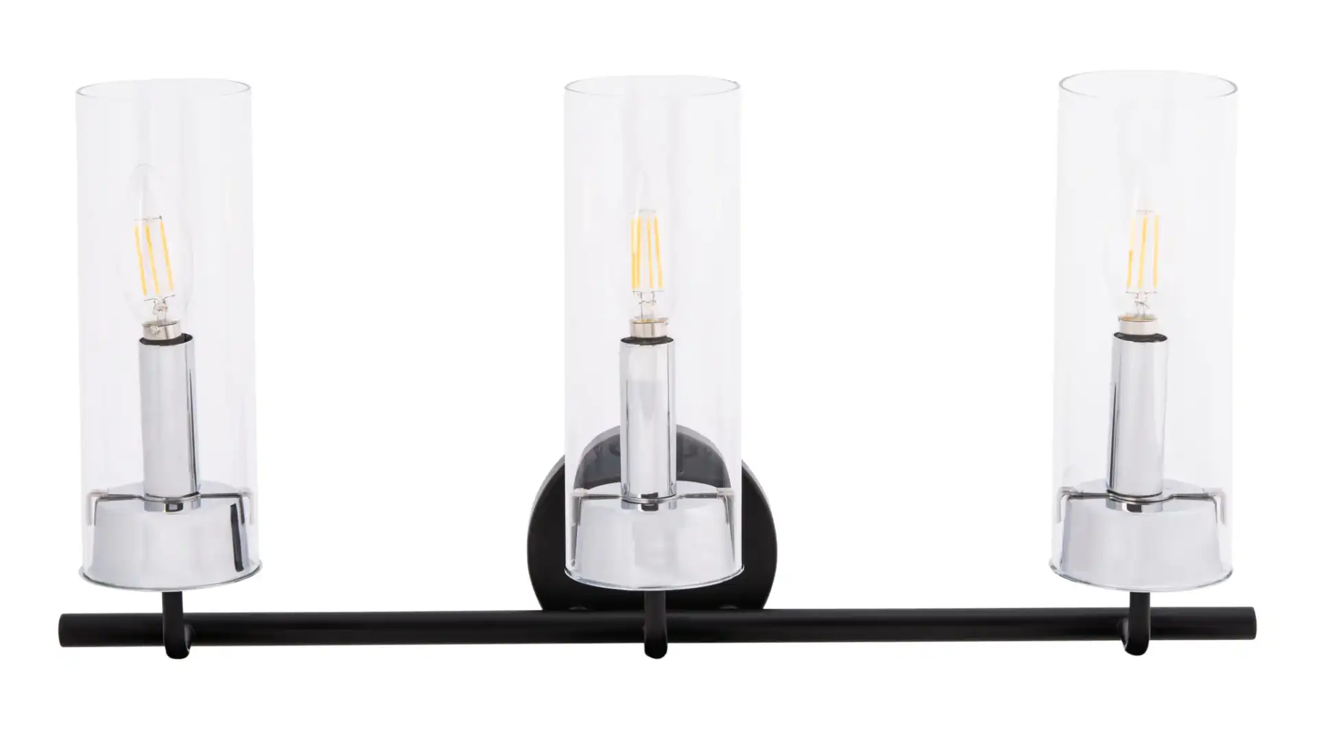 Remery Vanity Sconce in Chrome / Black, detail view