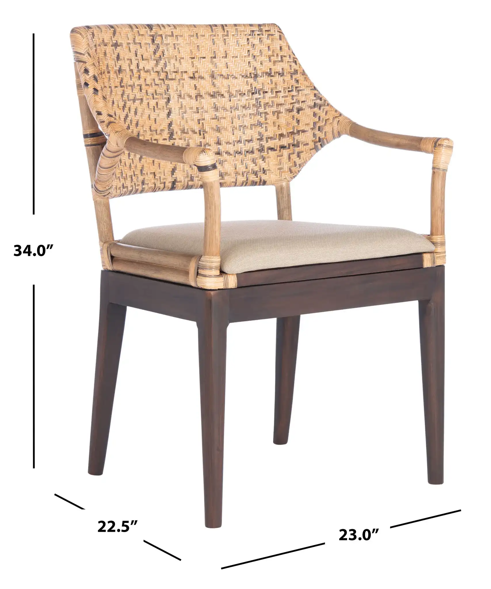 Carlo Arm Chair in Brown, detail view