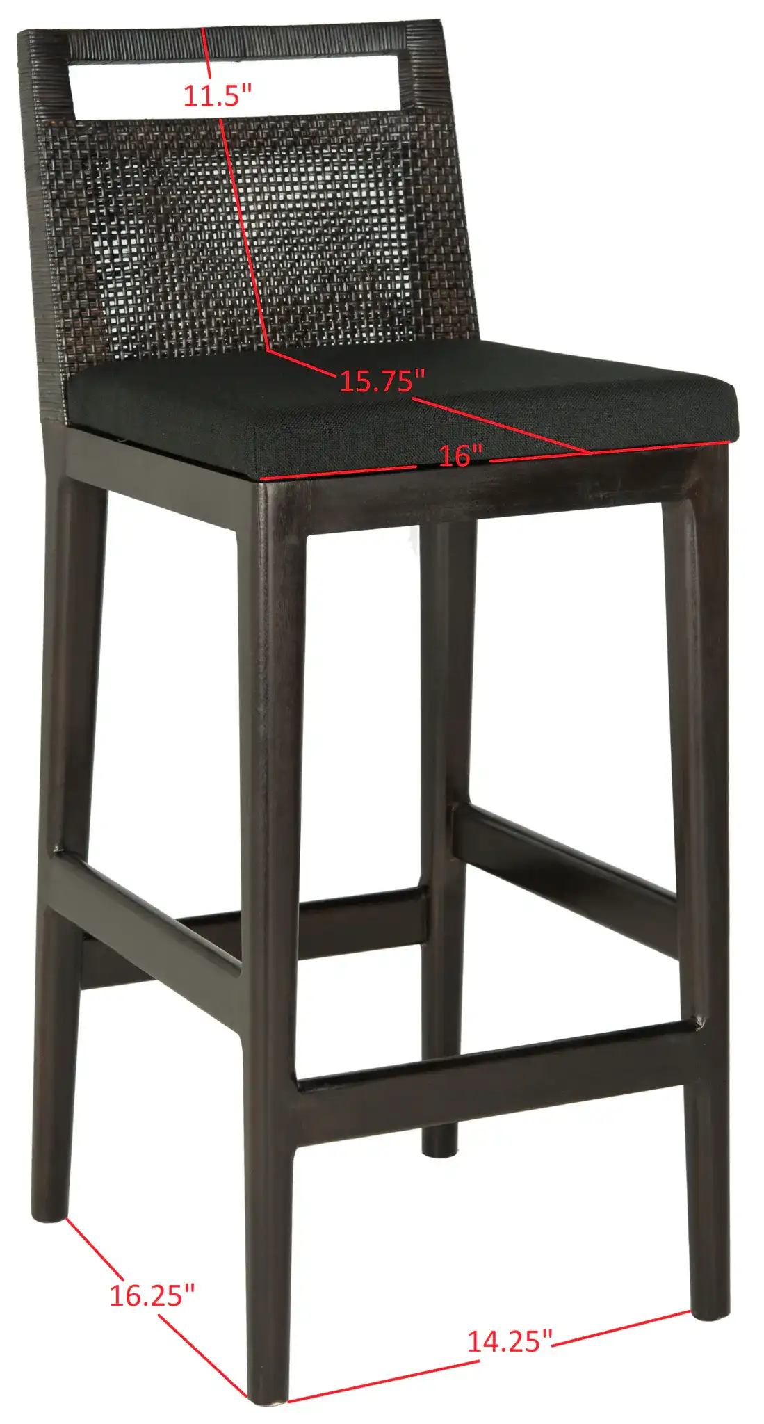 Darin Barstool in Dark Brown / Black, detail view