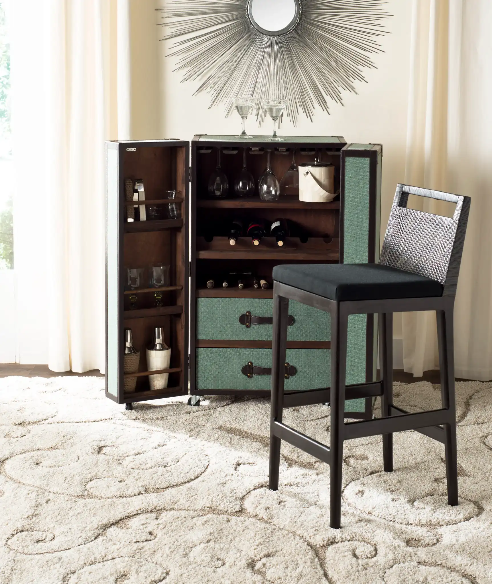 Darin Barstool in Dark Brown / Black in a styled room