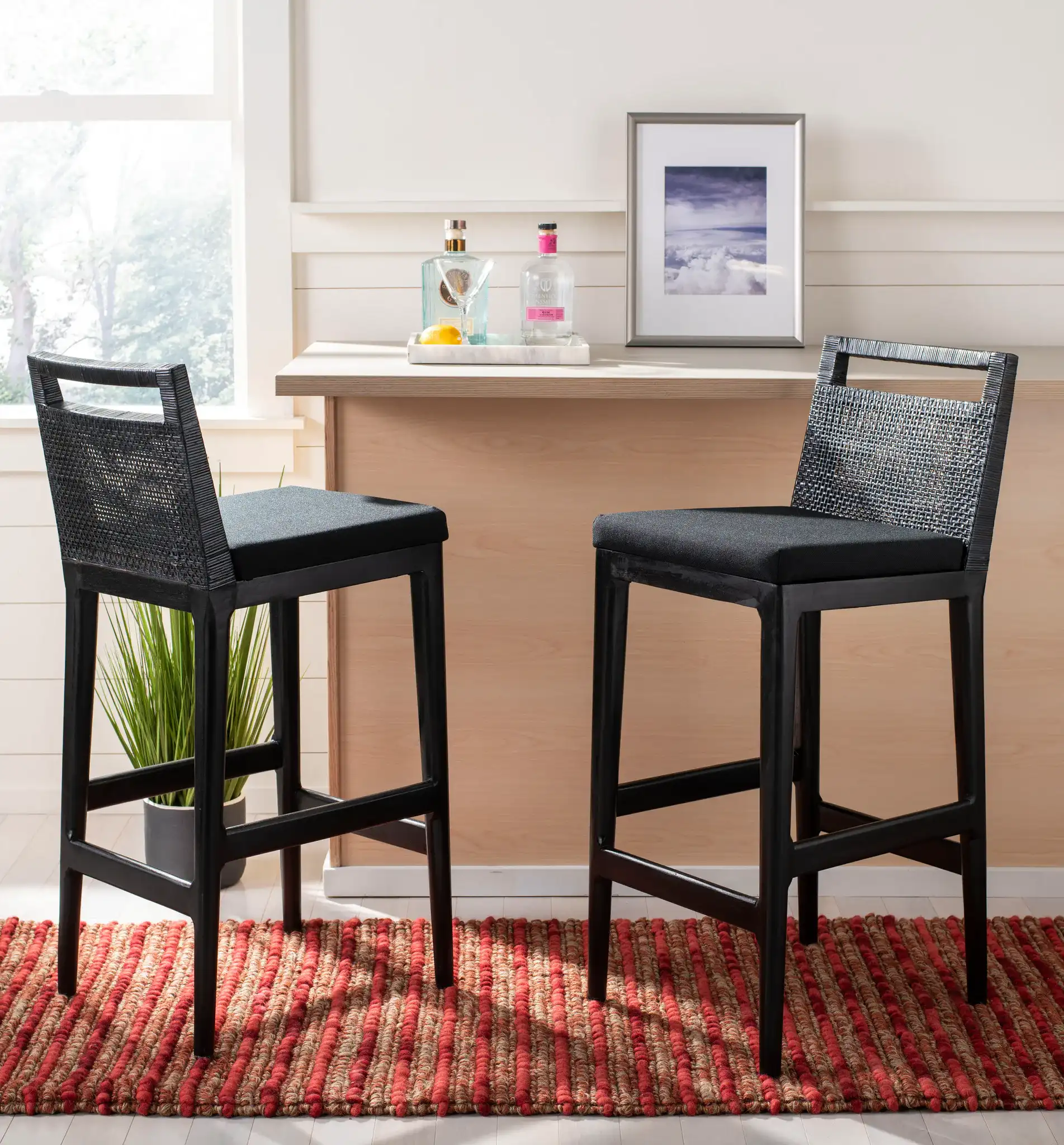 Darin Barstool in Dark Brown / Black in a styled room