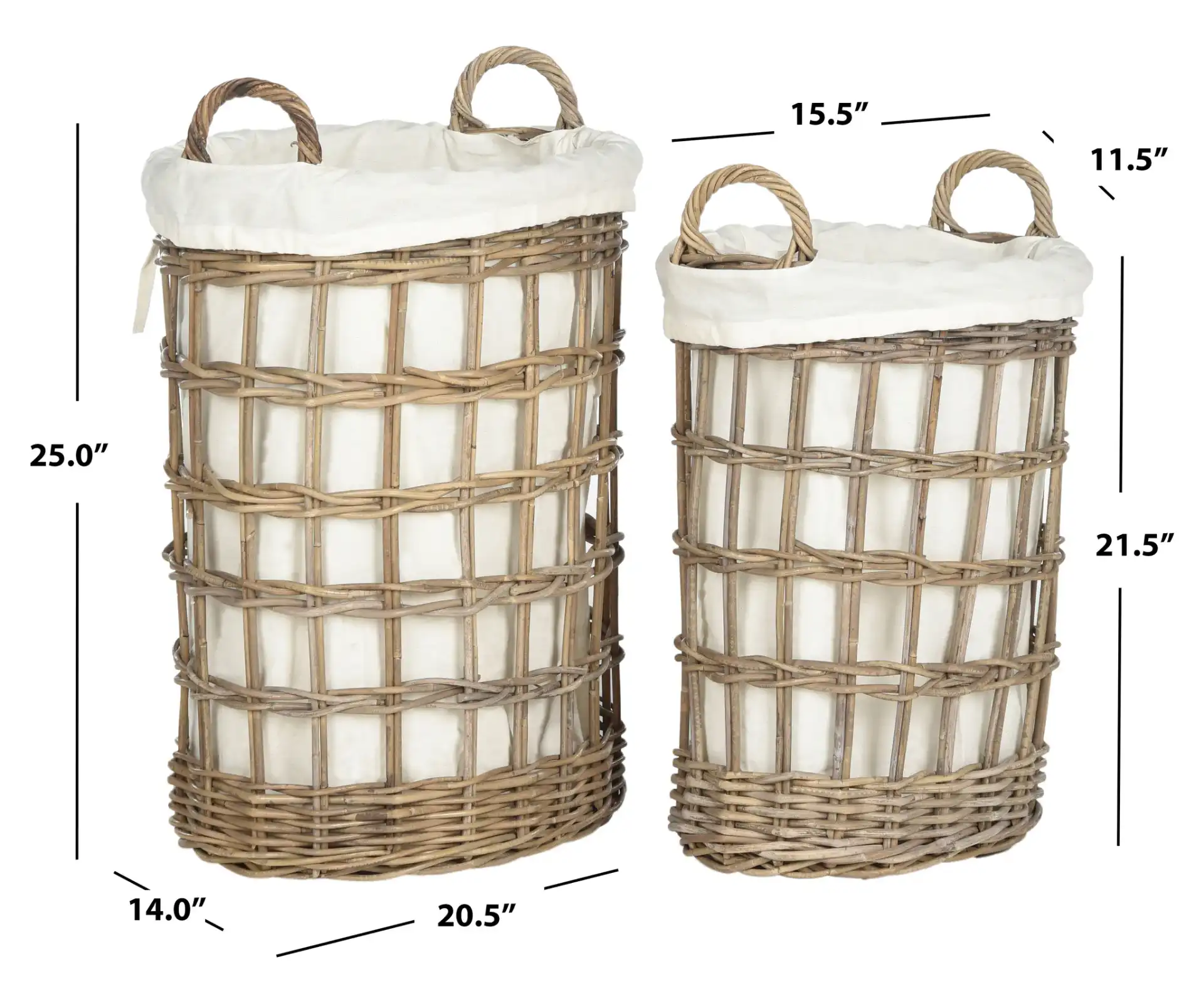Adisa Set Of Two Laundry Baskets in Gray, detail view