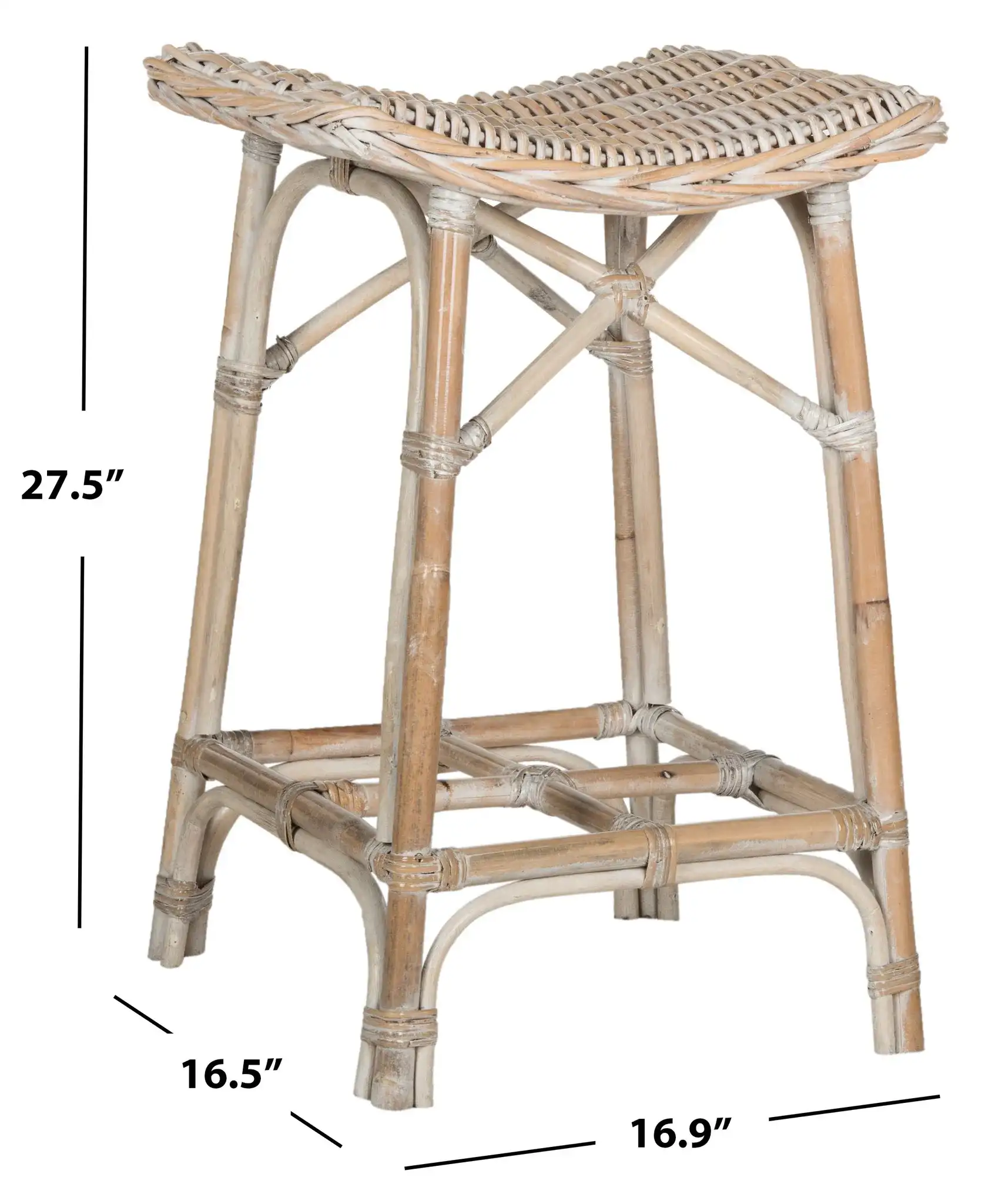 Rayna Stool in White Washed, detail view
