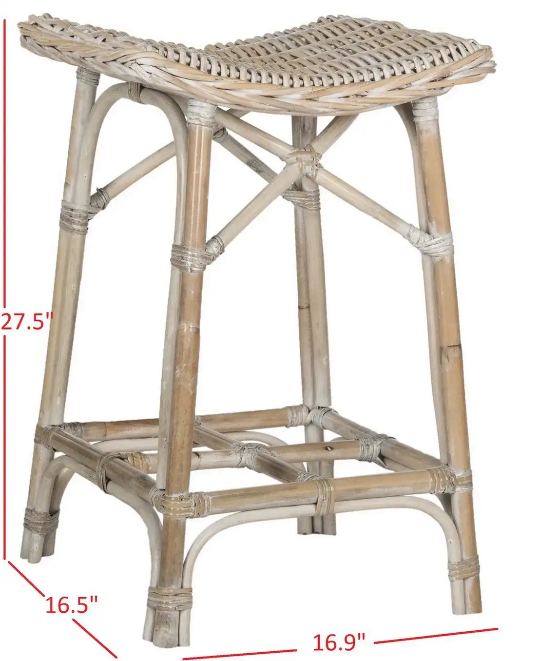 Rayna Stool in White Washed, detail view