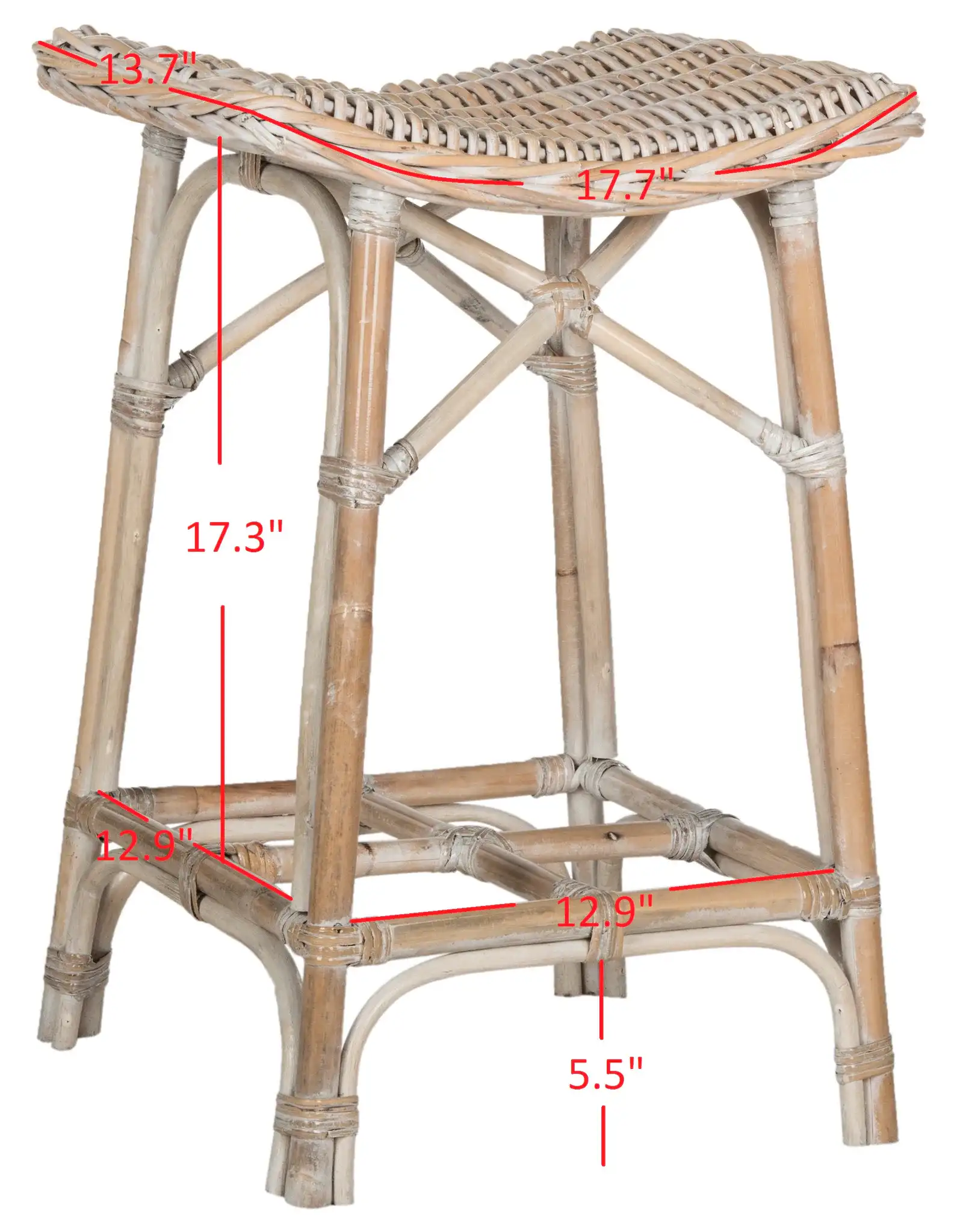 Rayna Stool in White Washed, detail view