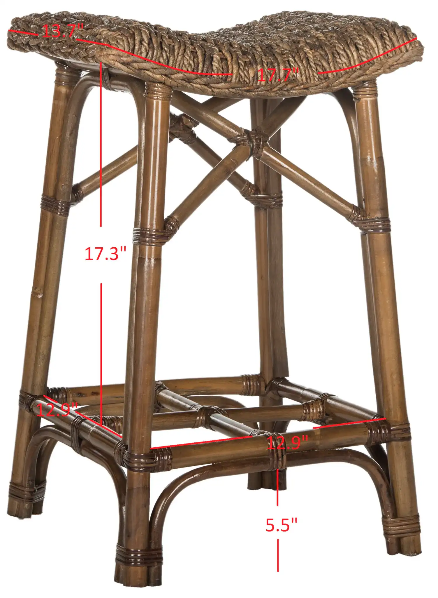 Ramiro Stool in Brown, detail view