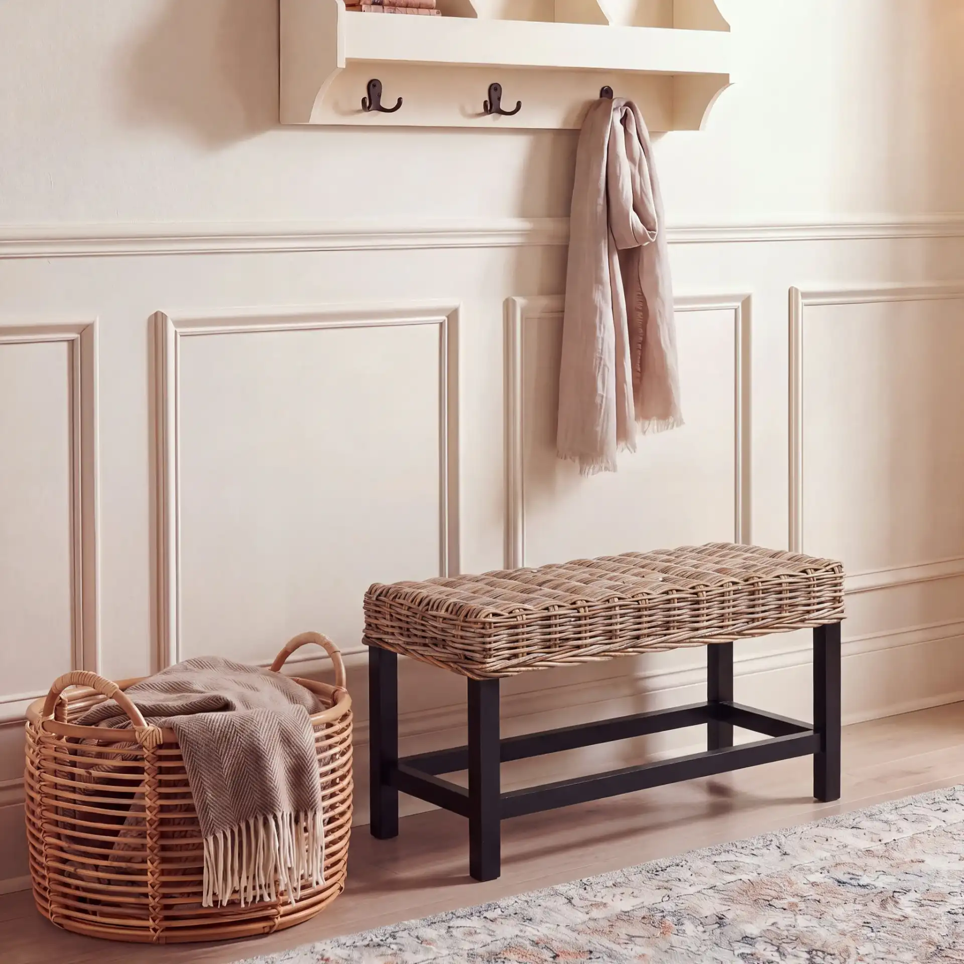 Omari Stool in Gray in a styled room