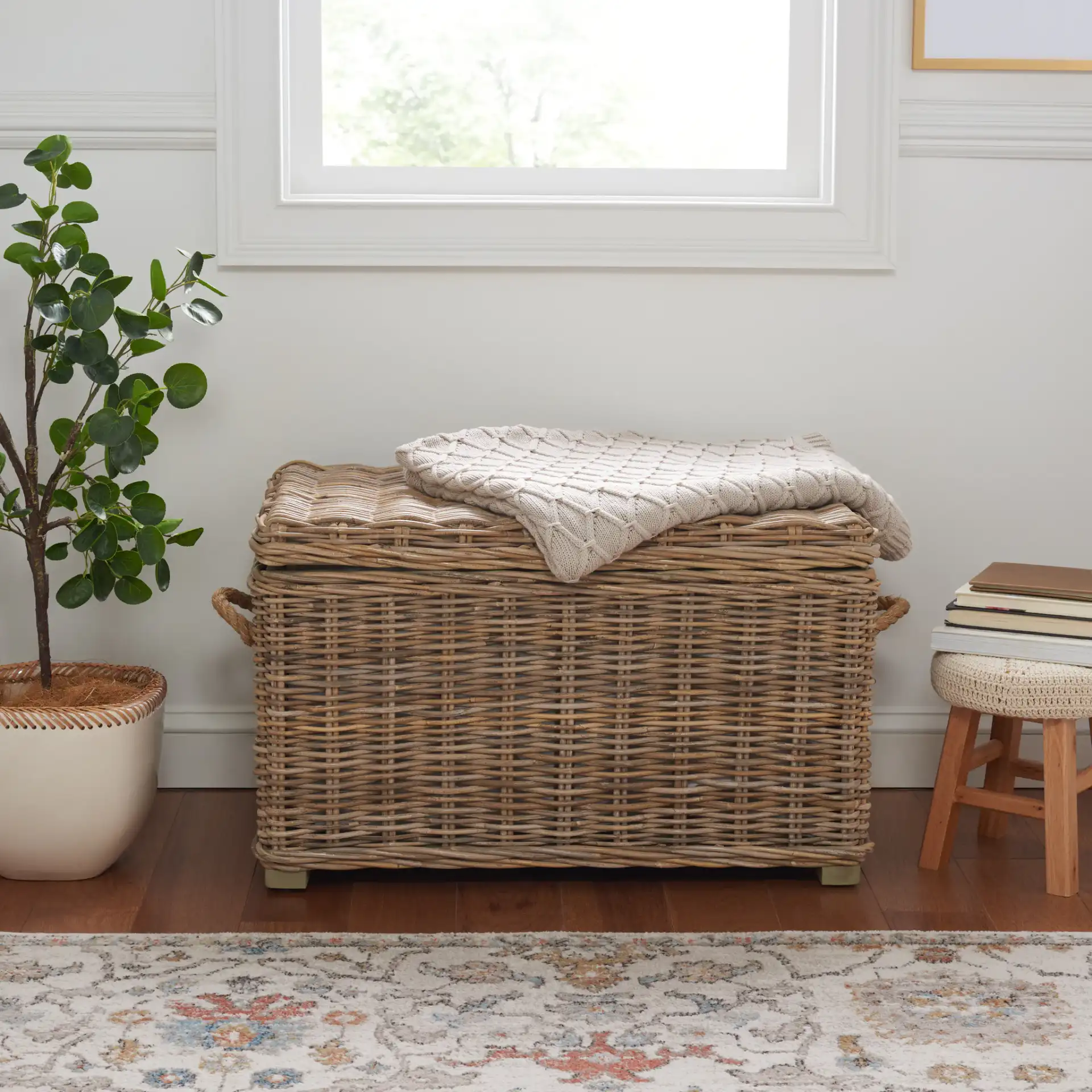 Salim Trunk in Gray in a styled room