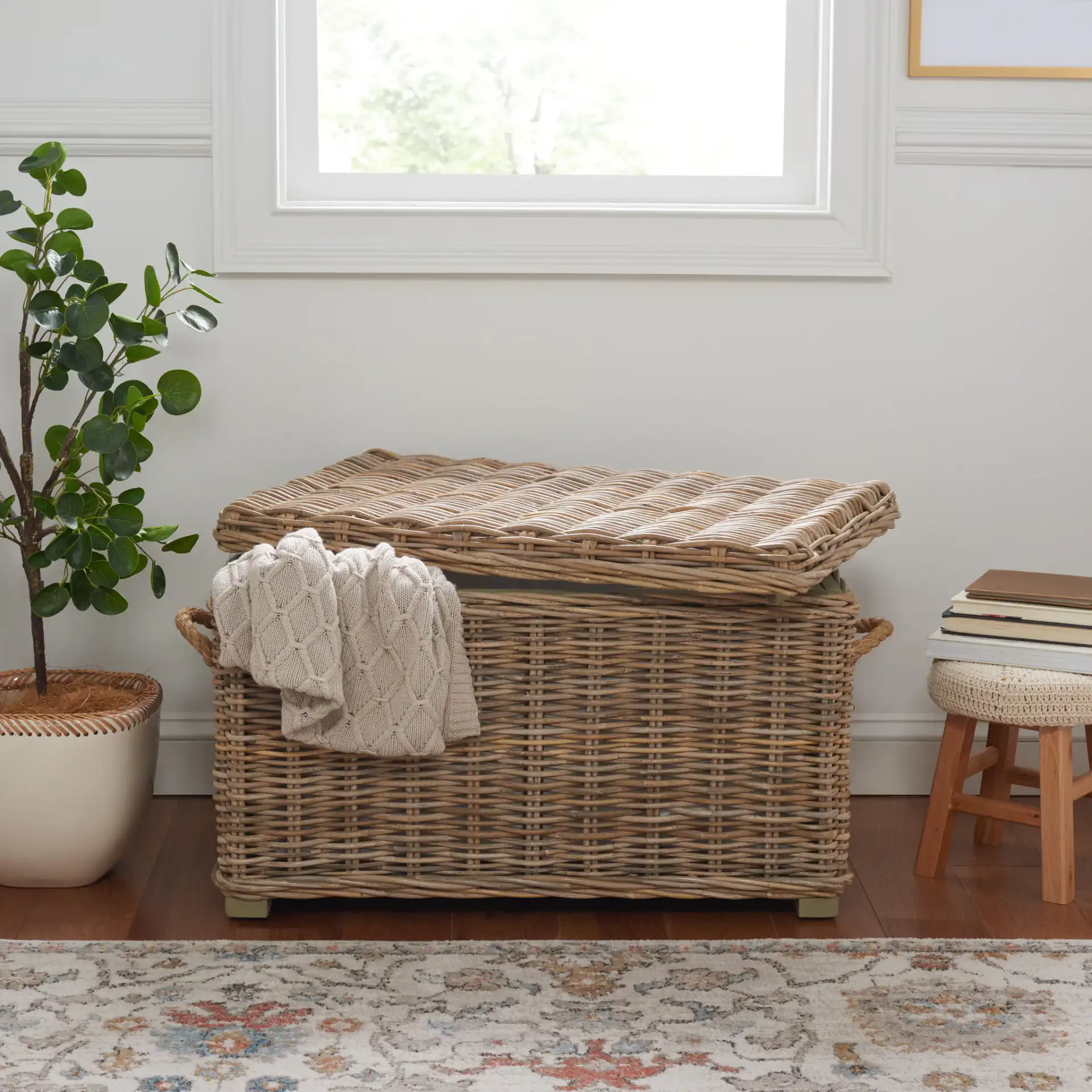Salim Trunk in Gray in a styled room