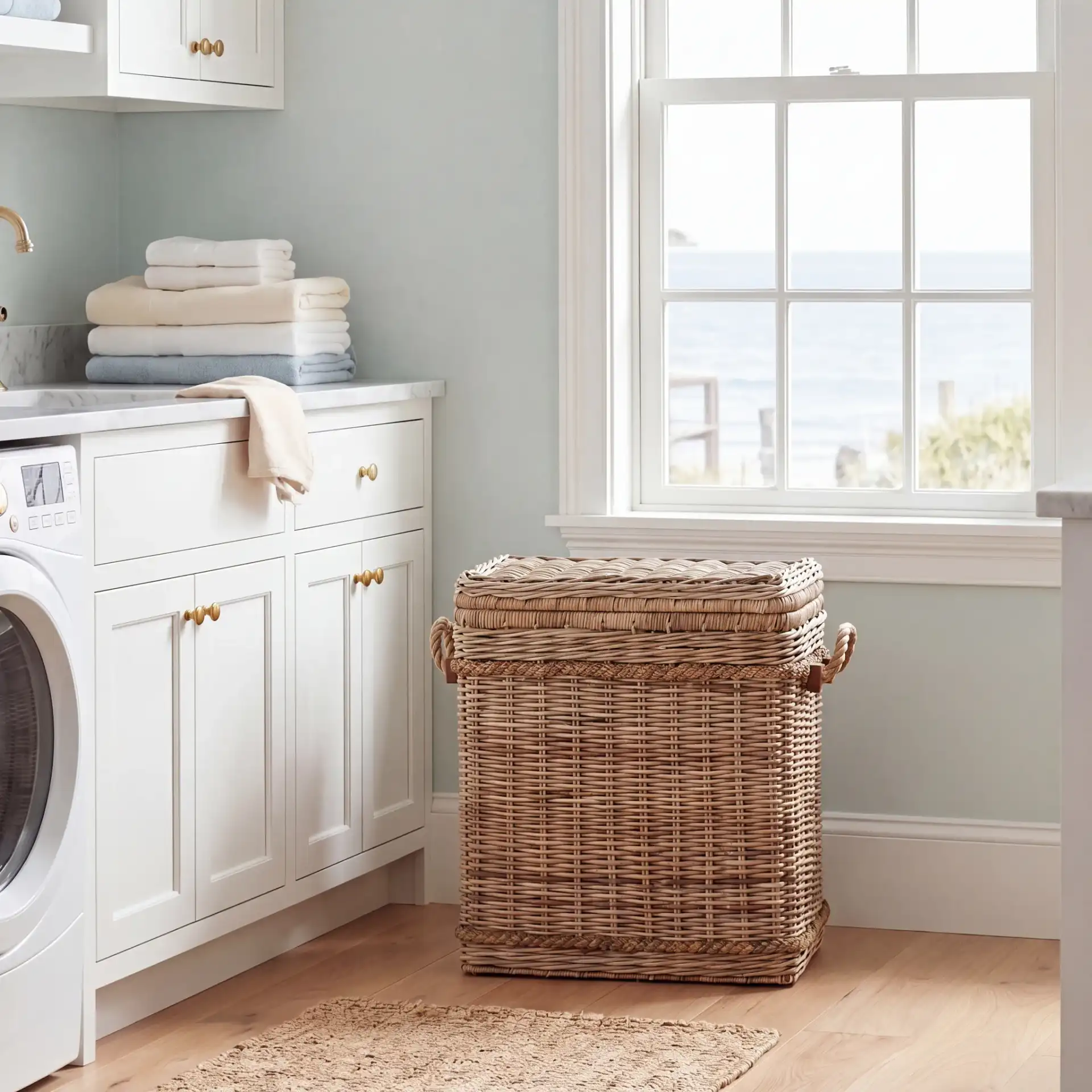 Sidonie Trunk in Gray in a styled room