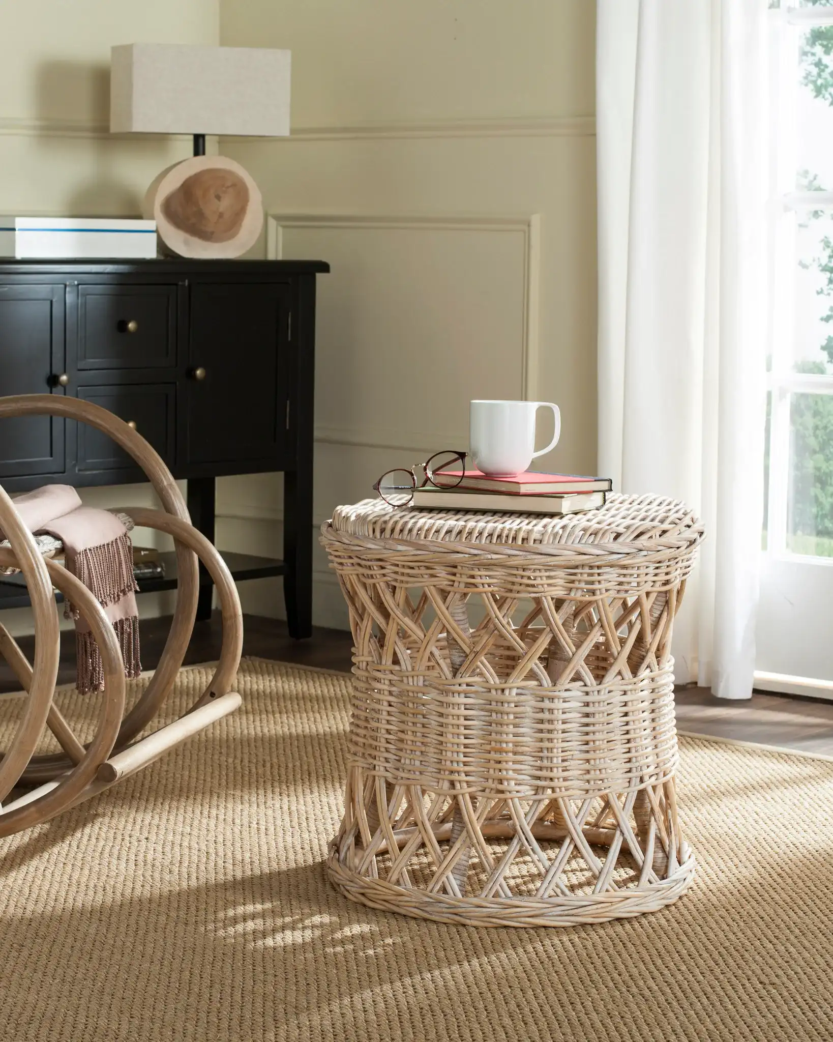 Desta Round Table in Natural in a styled room
