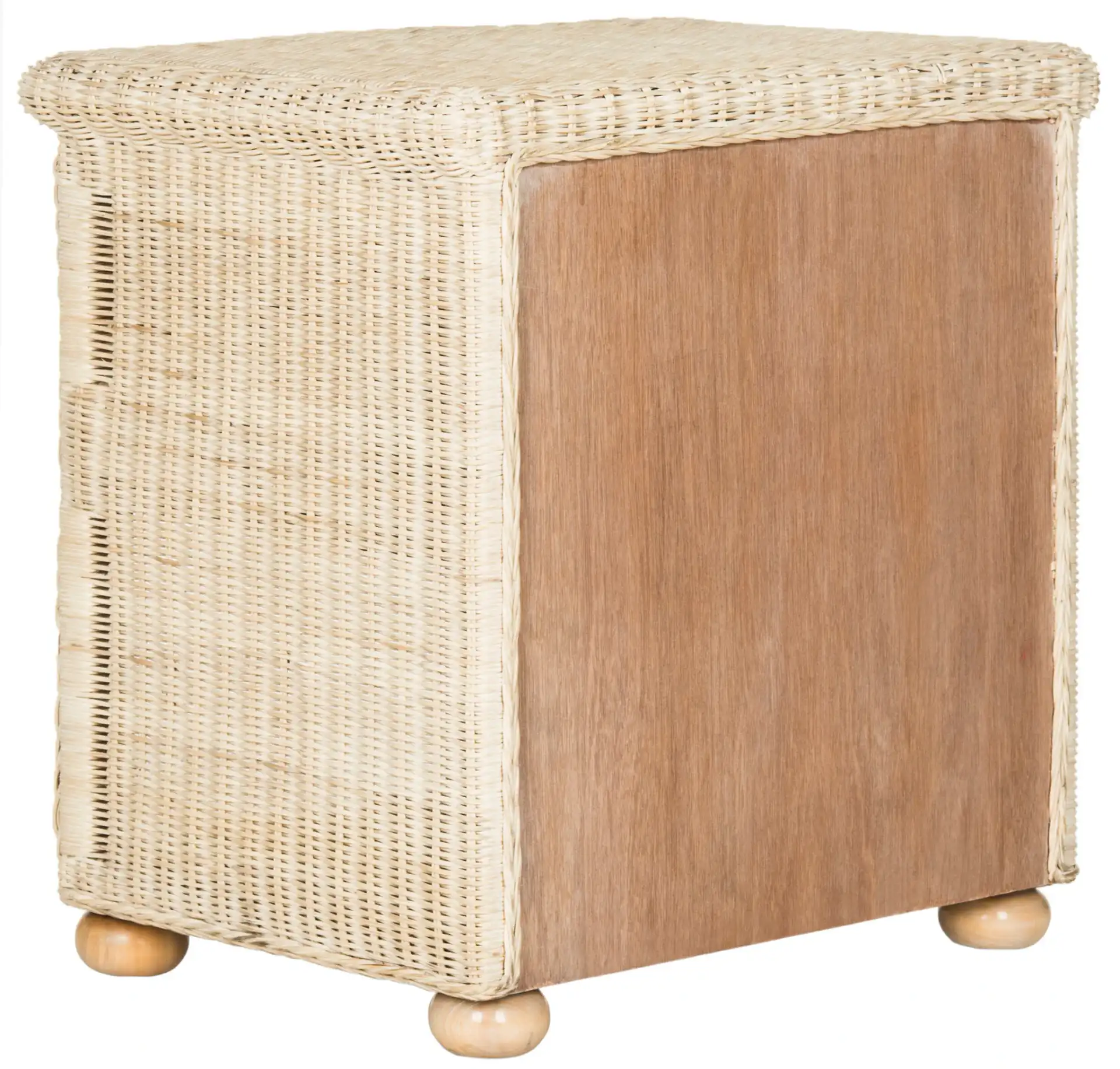 Adira Wicker End Table in White Washed, detail view