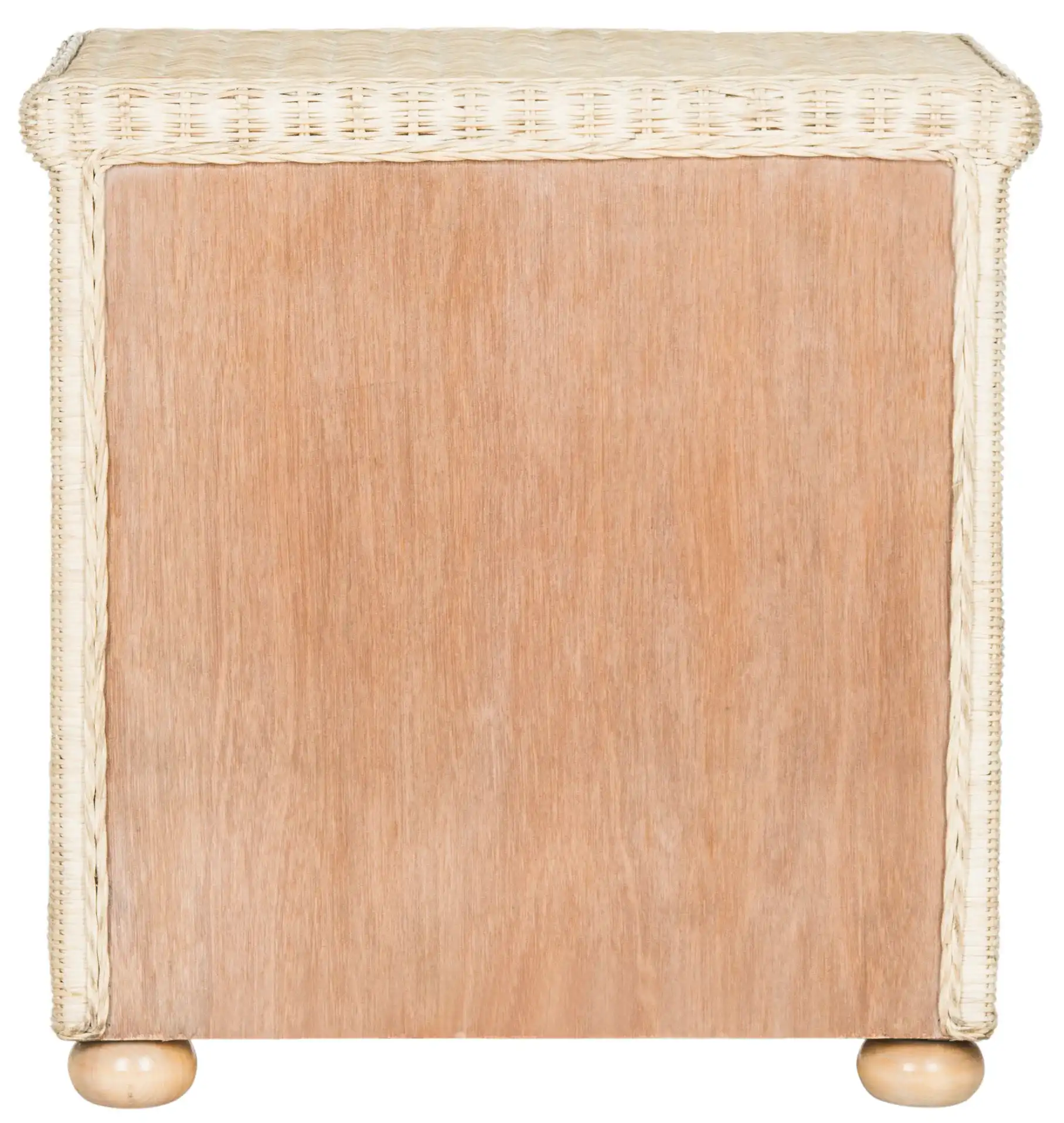 Adira Wicker End Table in White Washed, detail view