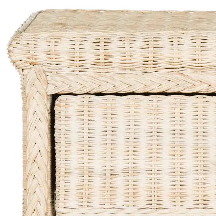 Adira Wicker End Table in White Washed in a styled room