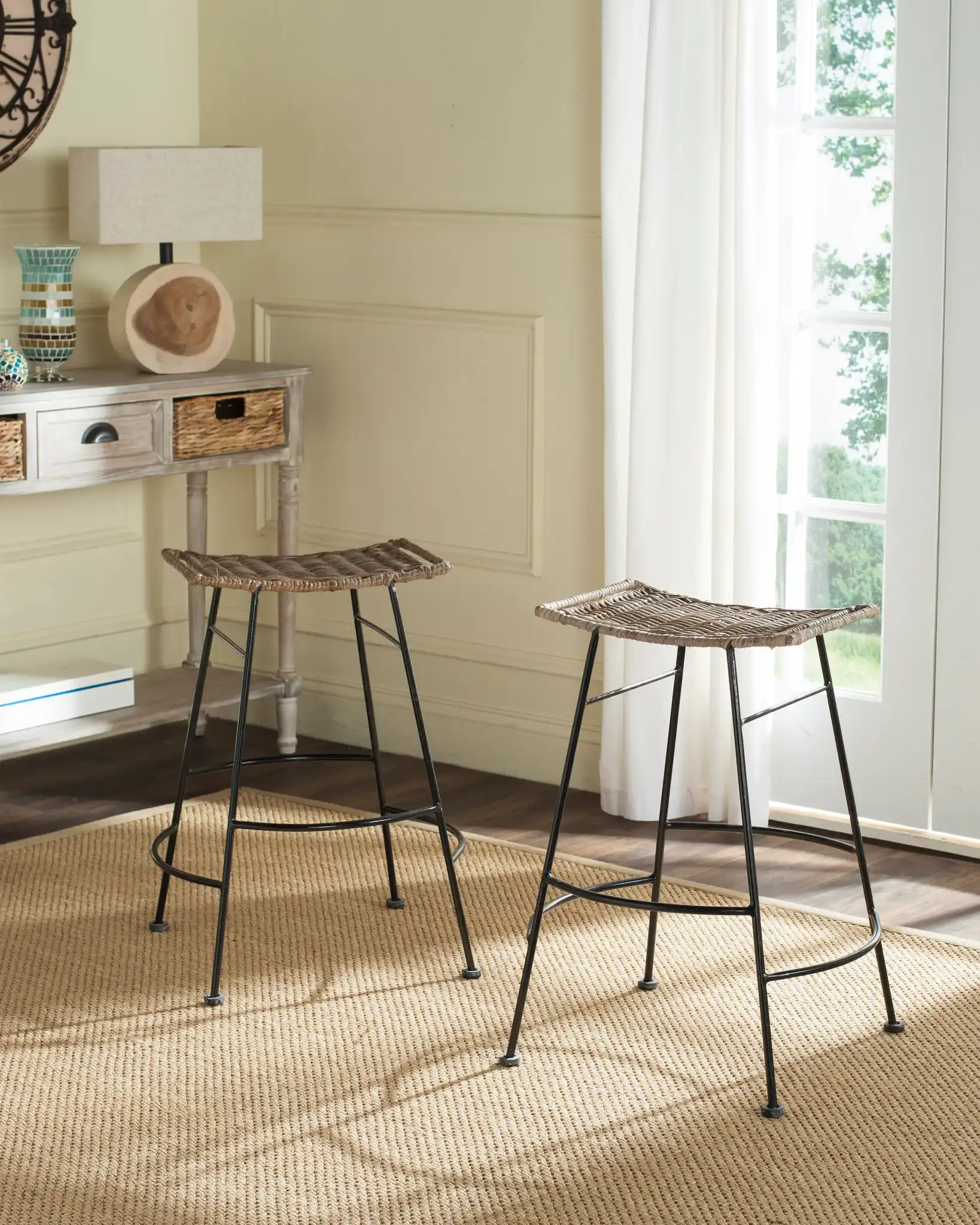 Atara Counterstool (Set Of 2) in Gray in a styled room