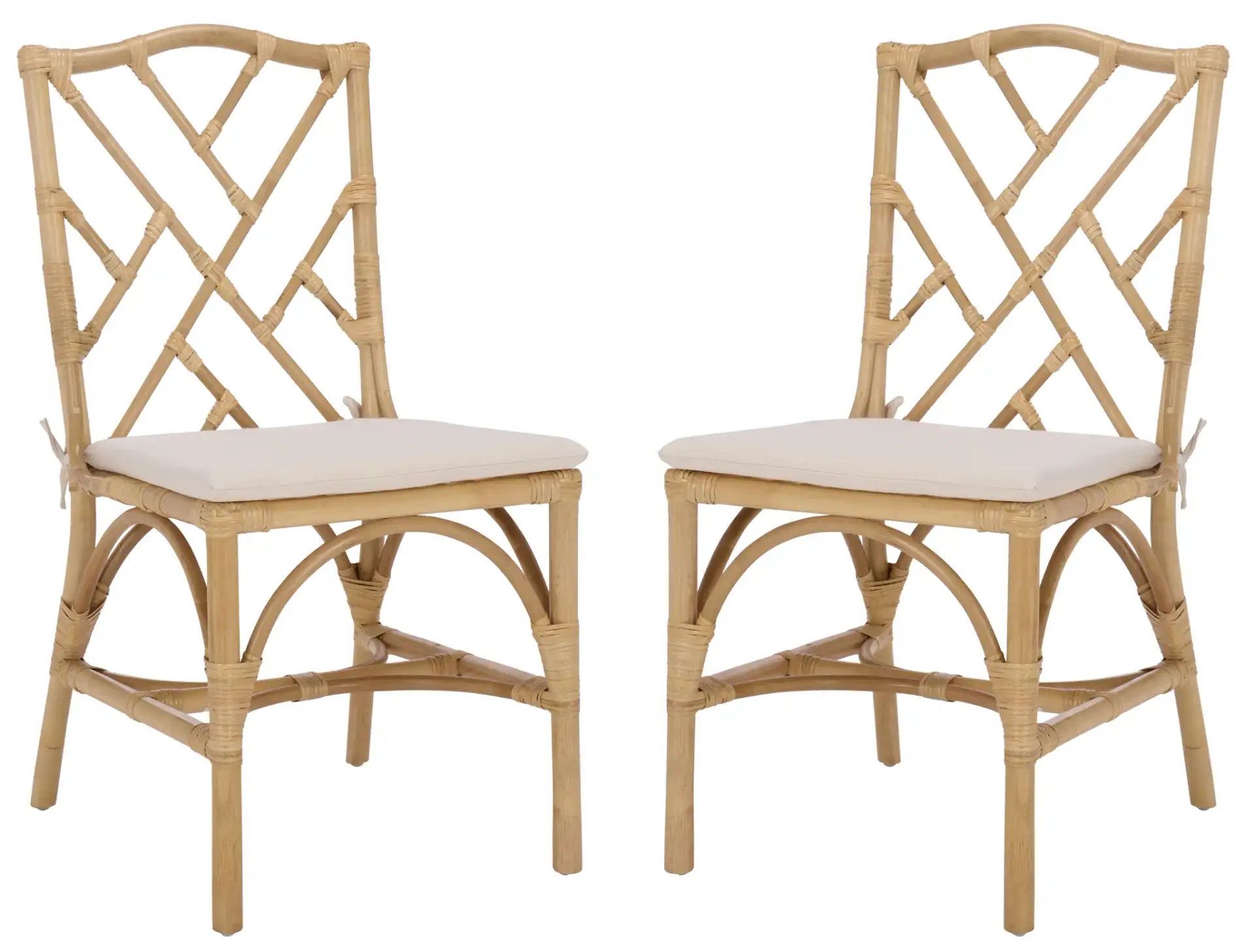 Chadale Rattan Dining Chair (Set of 2) in Natural / Cream